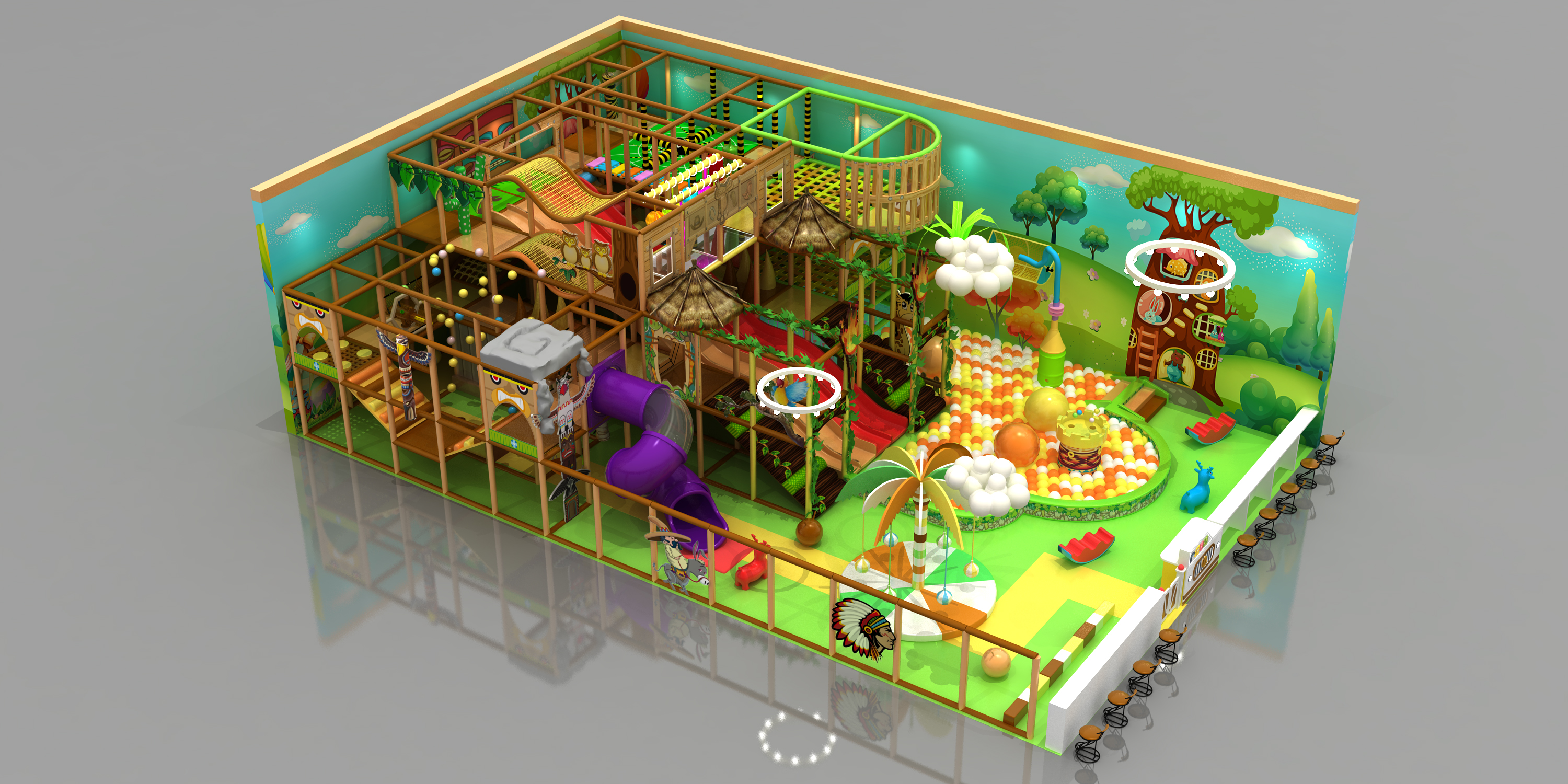 Equipo de entretenimiento interior económico certificado por TUV, parque infantil interior para niños con tema de selva en venta - Product Image