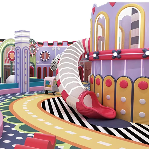 Tobogán de fibra de vidrio comercial de juego blando para parque infantil interior en centro comercial para niños