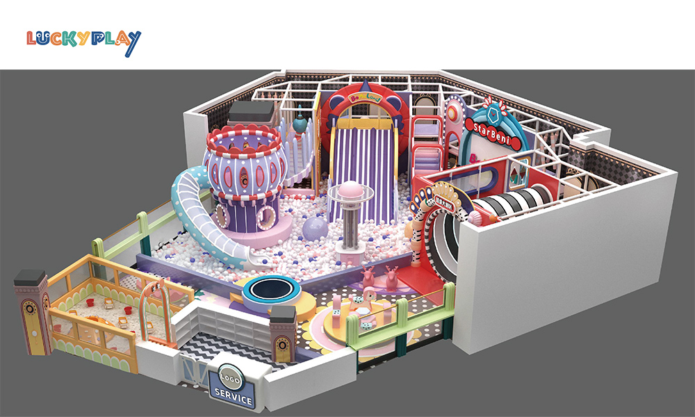 Centro de juegos infantil de plástico para interiores con laberinto, equipo de parque blando y set de tobogán para uso comercial - Product Image