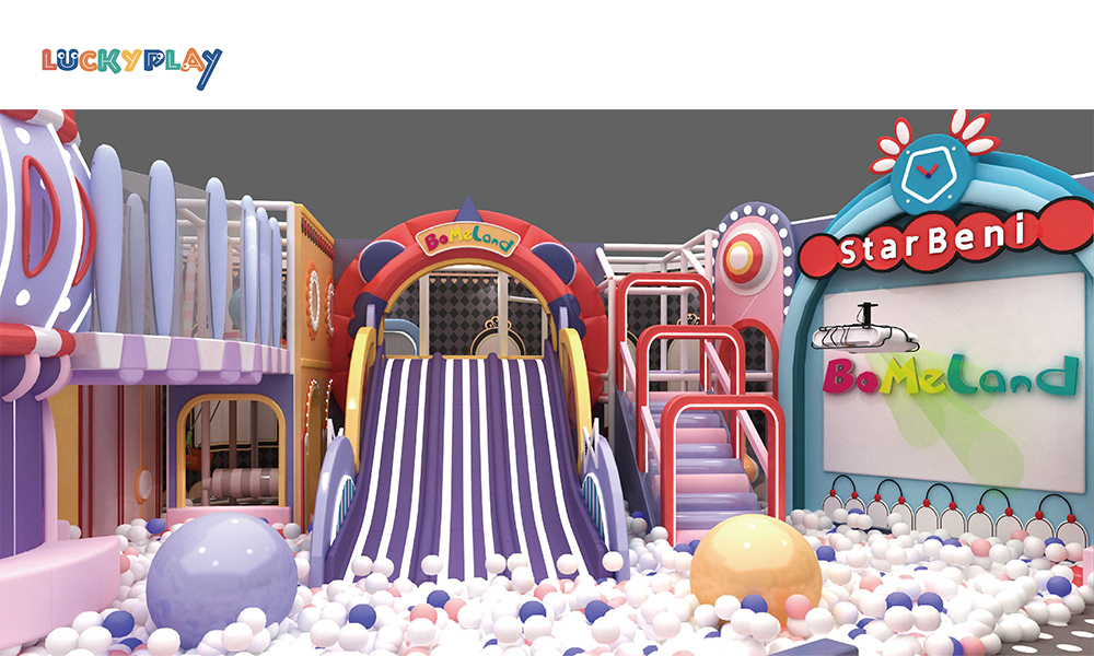 Centro de juegos infantil de plástico para interiores con laberinto, equipo de parque blando y set de tobogán para uso comercial - Product Image