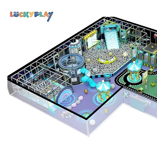 Muro de escalada para niños equipo de parque infantil interior piscina de bolas trampolín y gran tobogán para niños - Product Image
