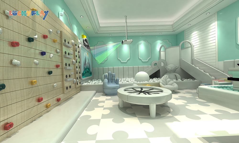 Equipo de diversión para parque infantil interior familiar colorido Parque Castillo Travieso con gran piscina de bolas y trampolín elástico - Product Image