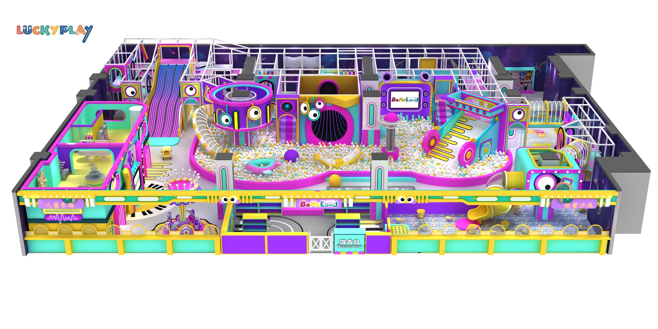 Equipo comercial para parque infantil interior con estructura de juego blanda, tobogán grande, piscina de bolas, laberinto y zona de juegos para centro comercial - Product Image
