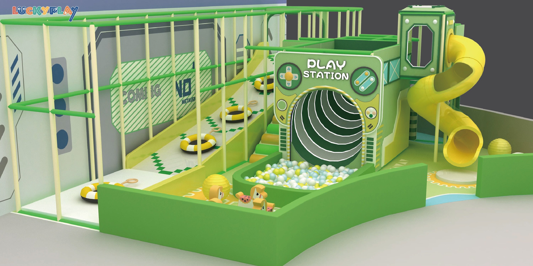 Juegos de pared para parque infantil interior comercial para niños con paneles de actividad interactivos personalizados con escalada y juego sensorial - Product Image