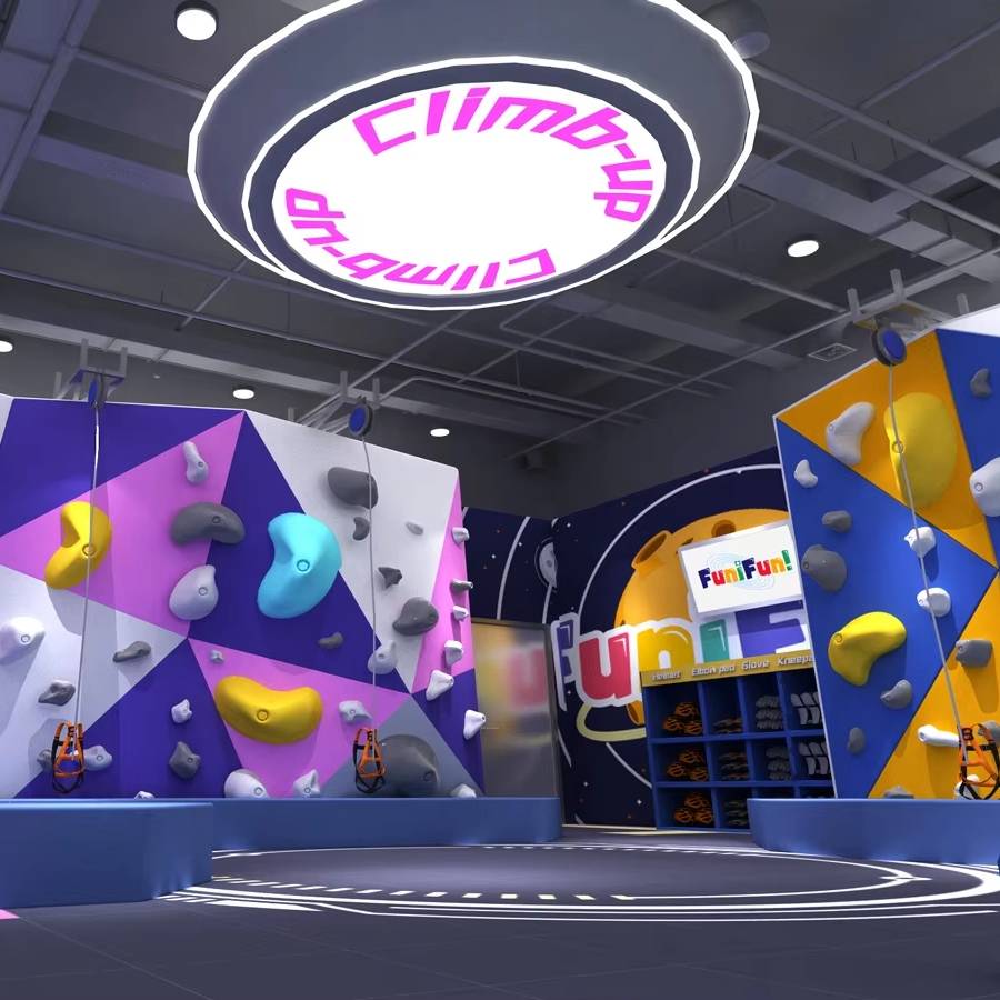 Parque infantil interior comercial con juegos de pared, escalada en roca, zona de aventura, diseño personalizado y juego interactivo para centros de diversión infantil - Product Image