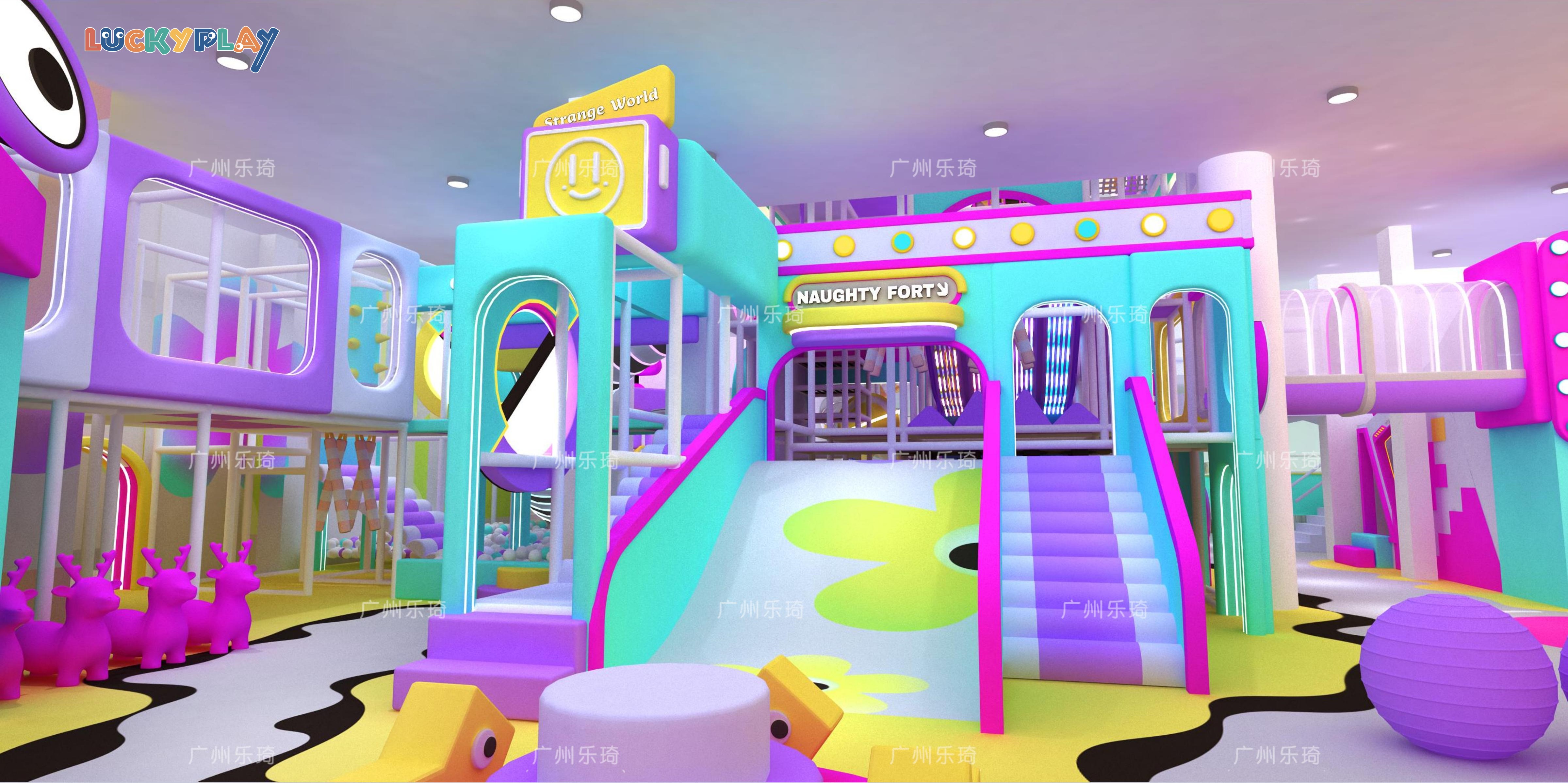 Parque infantil interior comercial con piscina de bolas, zona de escalada y tobogán para niños - Product Image