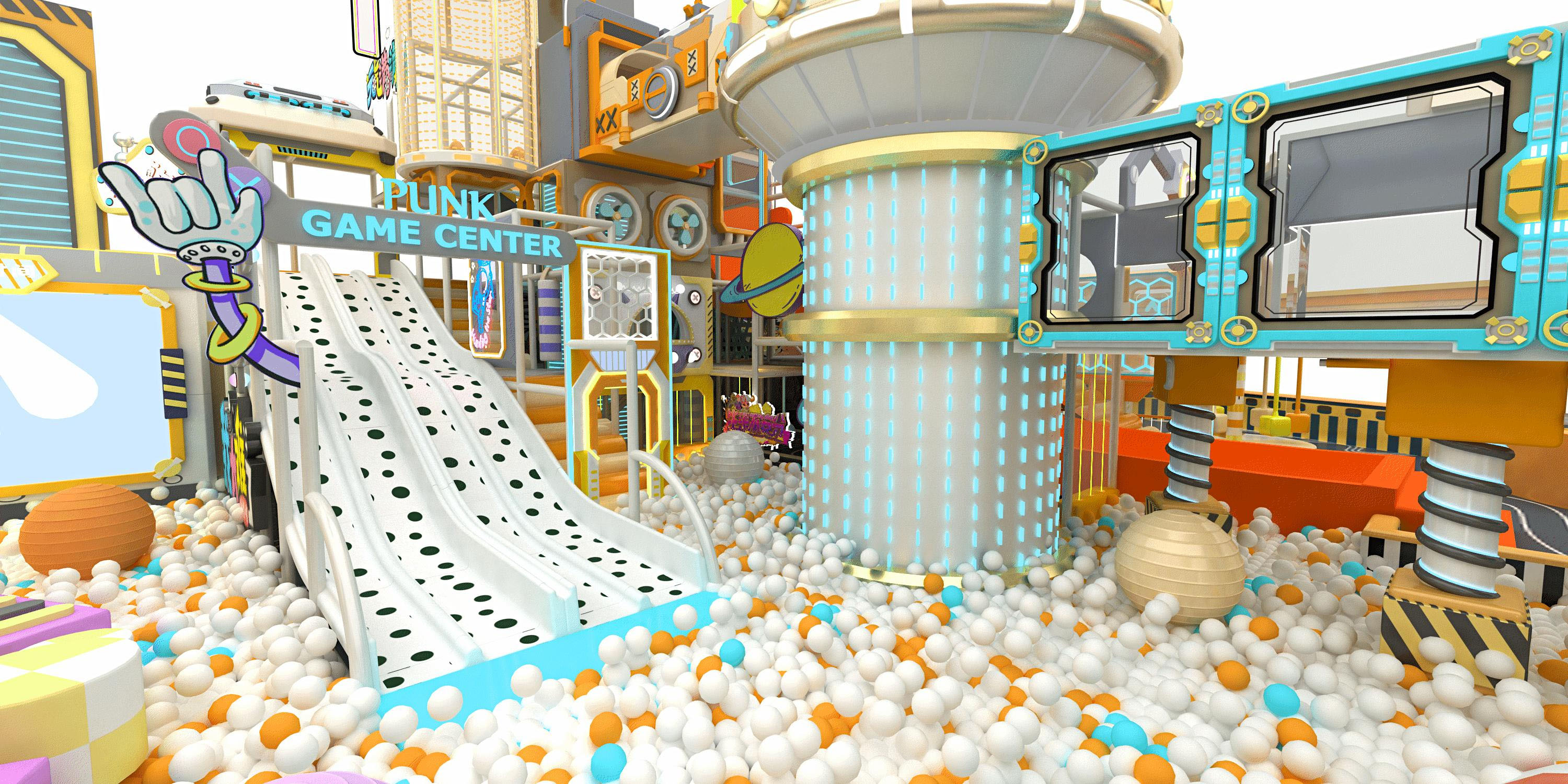 Equipo comercial de parque infantil interior con temática espacial para niños de 500 metros cuadrados con área de juego blanda de plástico duradero - Product Image