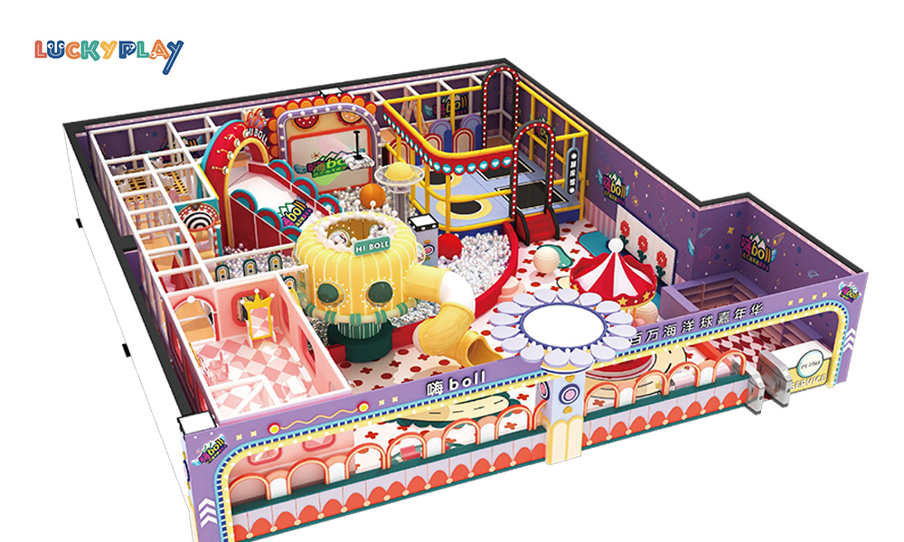 Parque infantil interior comercial de aventura con trampolín, juego blando y piscina de bolas - Product Image