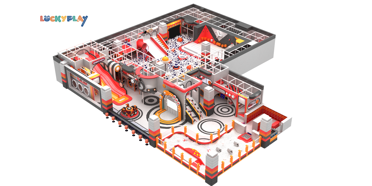 Parque infantil interior a medida para niños con zona de juego blanda y juegos de escalada para uso en preescolar y centros comerciales - Product Image