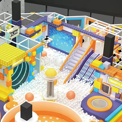 Parque infantil de interior personalizado Castillo Travieso con juegos interactivos y piscinas de bolas para niños