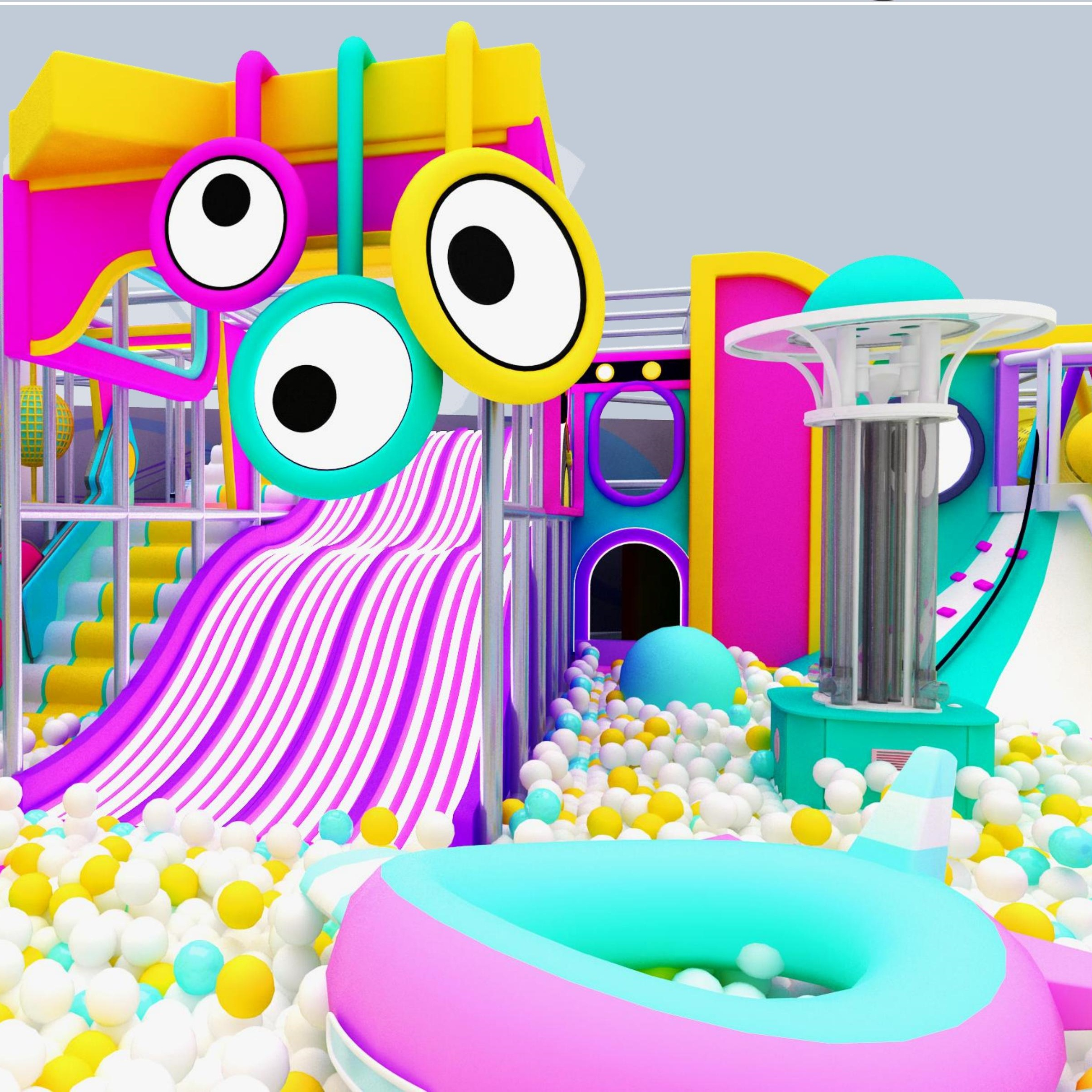 Parque infantil blando comercial interior personalizado para niños con toboganes grandes y piscina de bolas para sala de juego blando interior