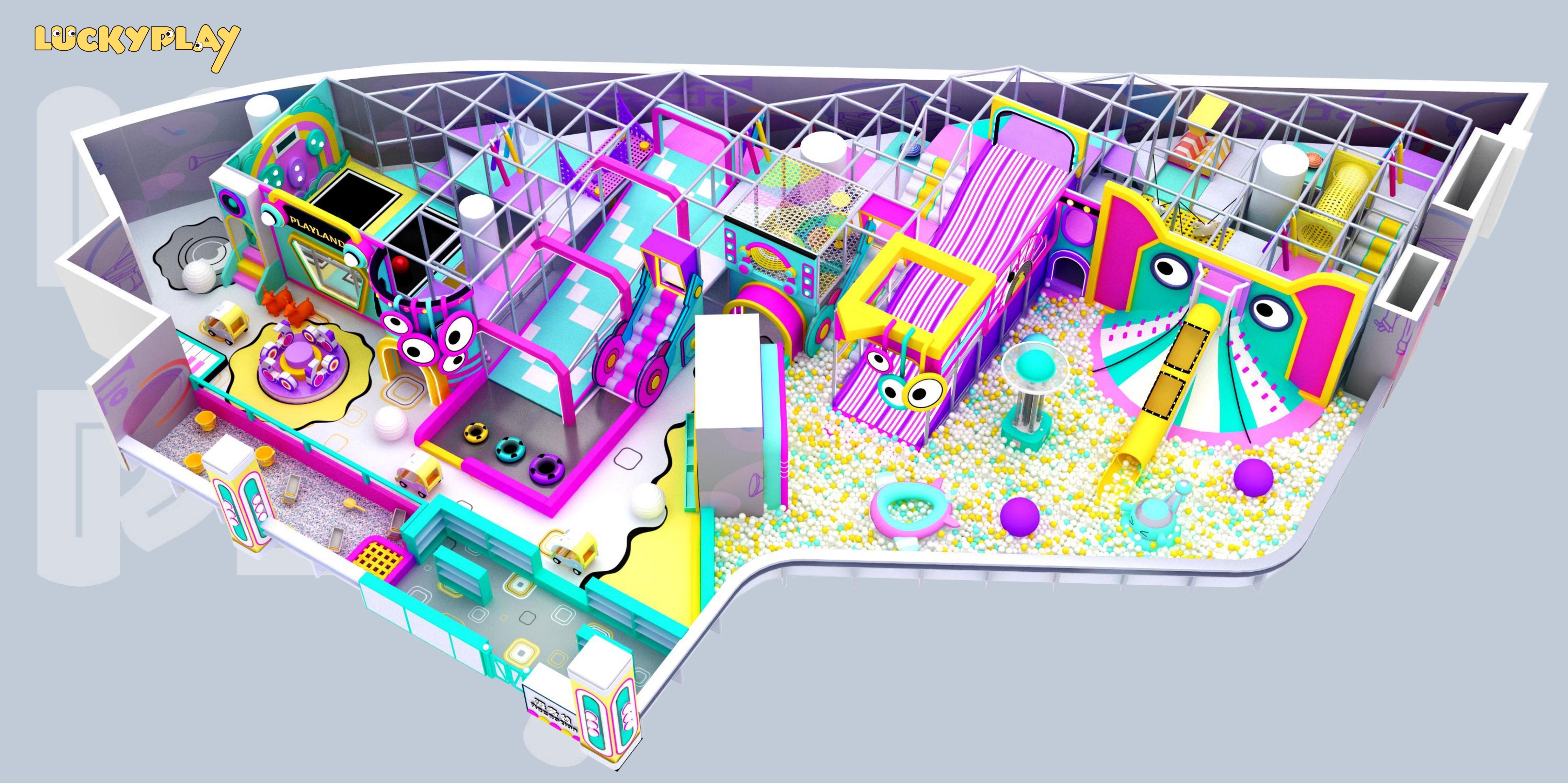 Parque infantil blando comercial interior personalizado para niños con toboganes grandes y piscina de bolas para sala de juego blando interior - Product Image