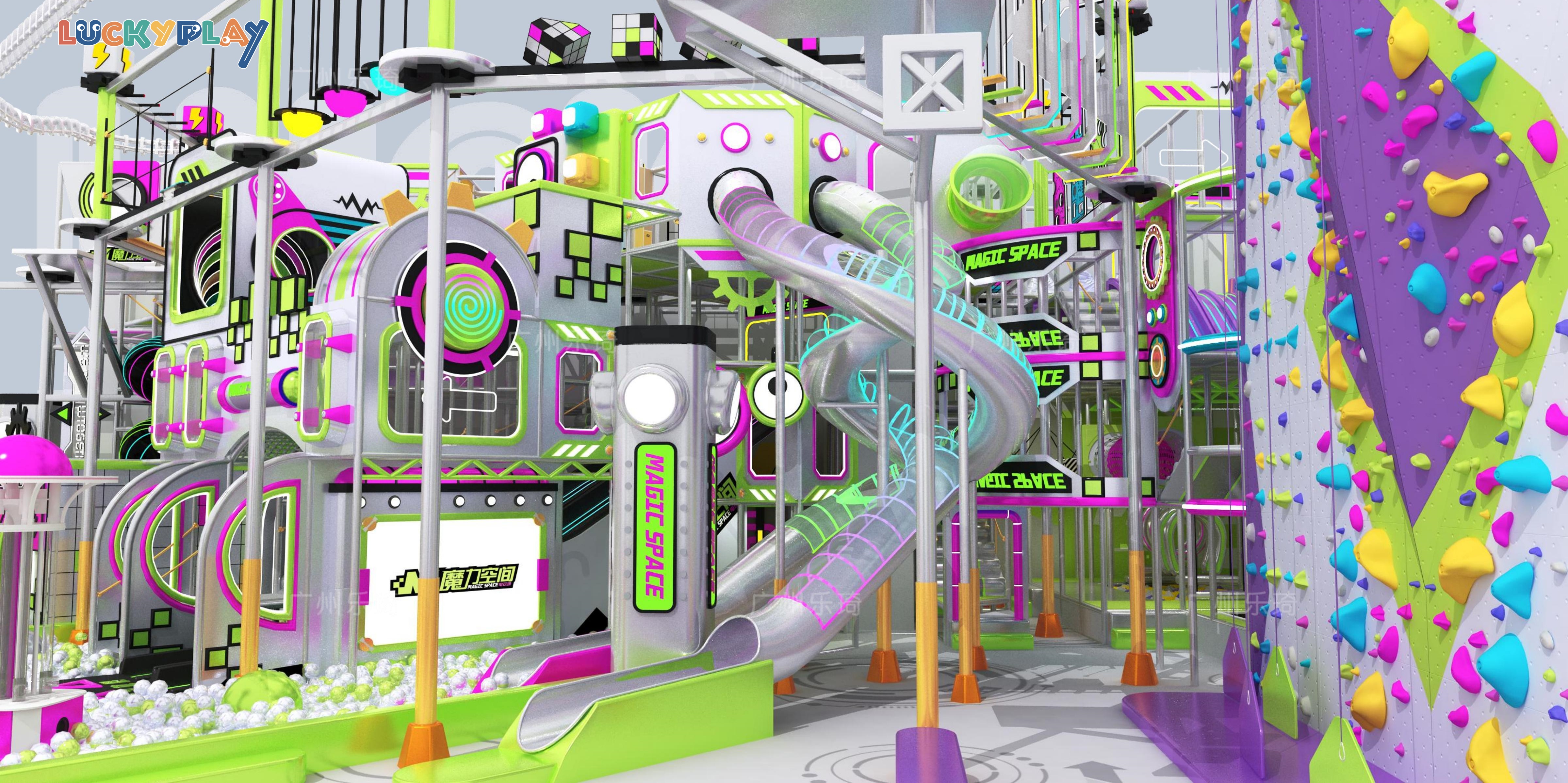 Parque infantil interior de madera, aleación y metal con tema musical grotesco, laberintos y espacio de aventura personalizado para niños y uso comercial - Product Image
