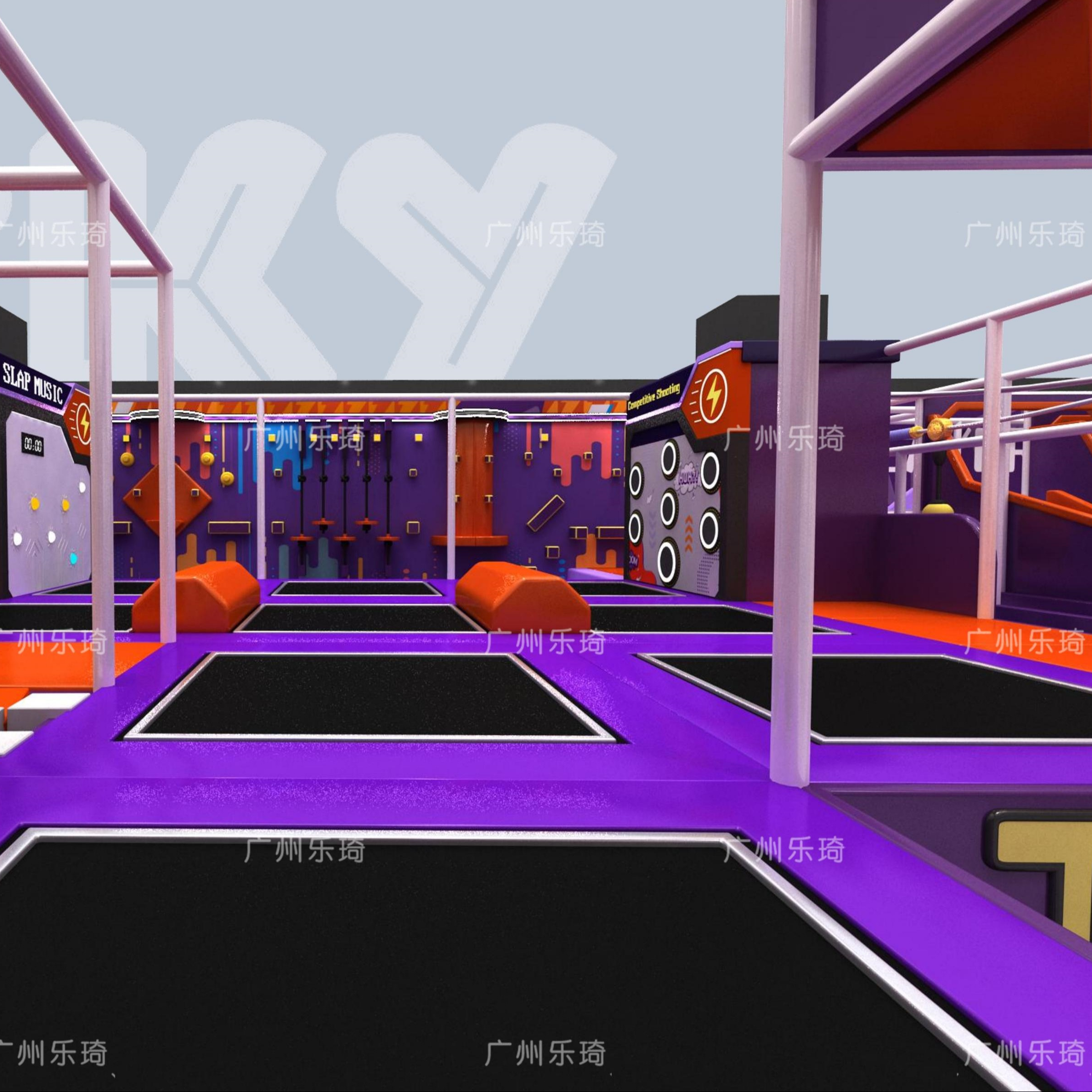 Parque de trampolines interior de plástico personalizado de alta calidad para zona de juegos comercial y entretenimiento familiar con capacidad de 100-500 kg - Product Image