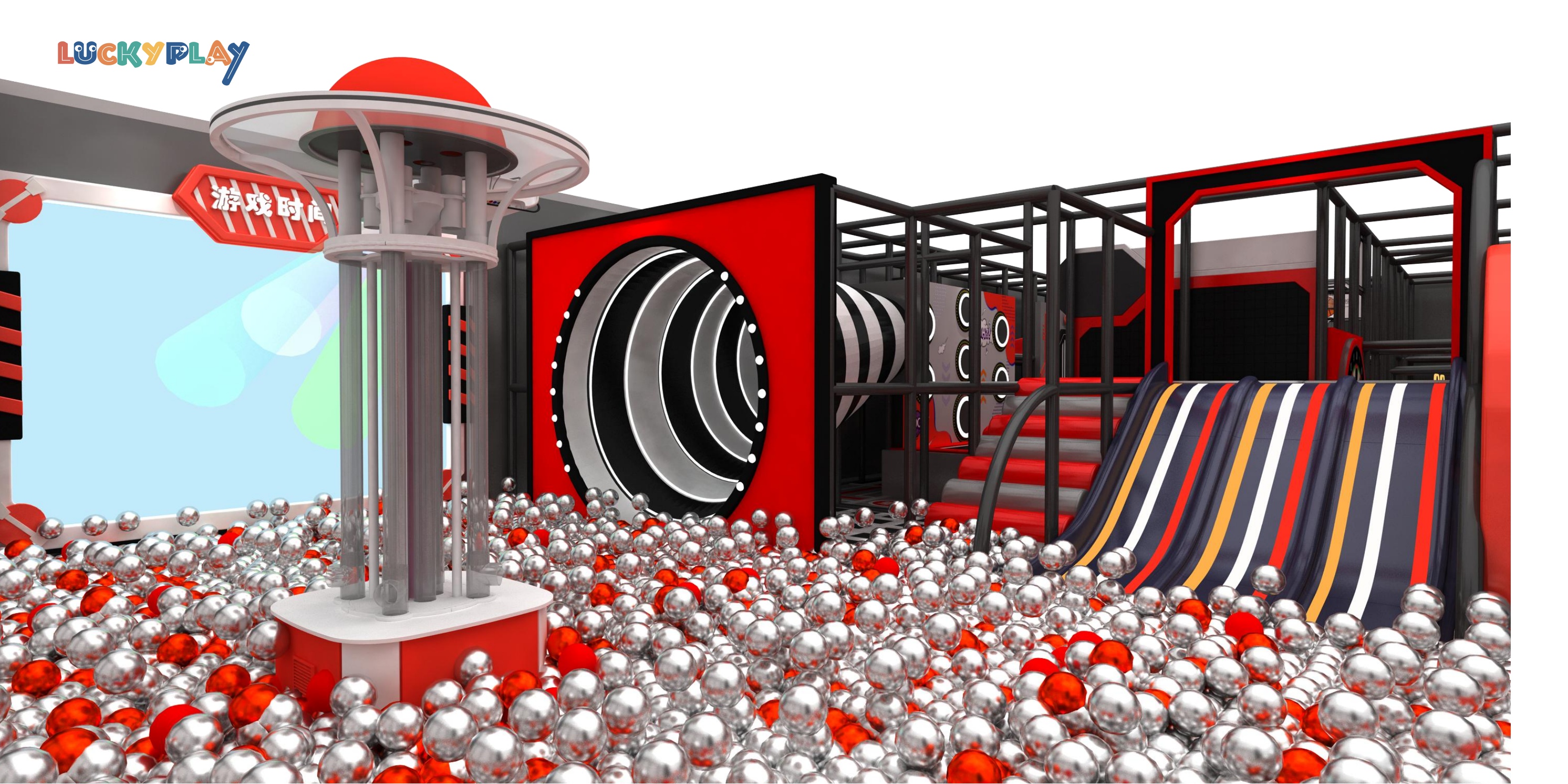 Parque infantil interior de alta calidad para niños, centro deportivo con grandes toboganes y tema espacial para recreación interior en venta - Product Image