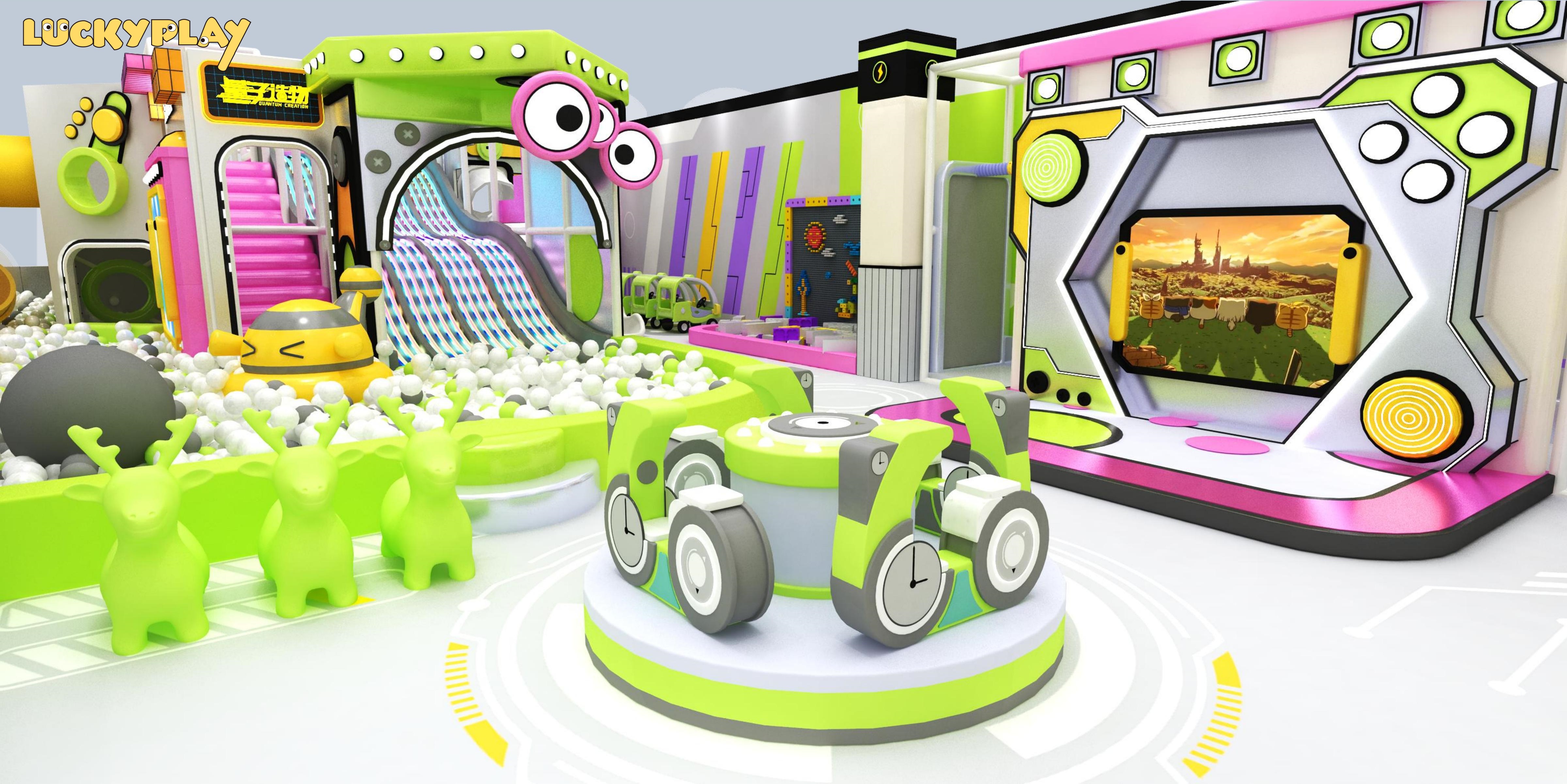 Parque infantil interior con casa de juegos, set de cocina de juego de rol y equipos para niños - Product Image