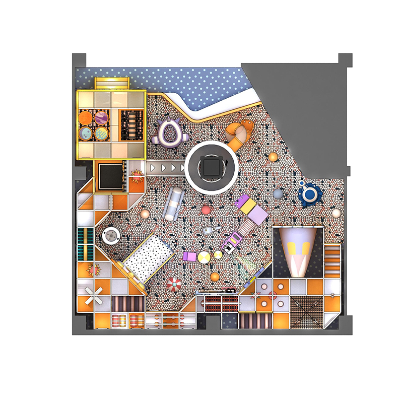 Juegos infantiles de plástico con zona blanda para niños, equipamiento de parque infantil interior, piscina de bolas y parque blando - Product Image