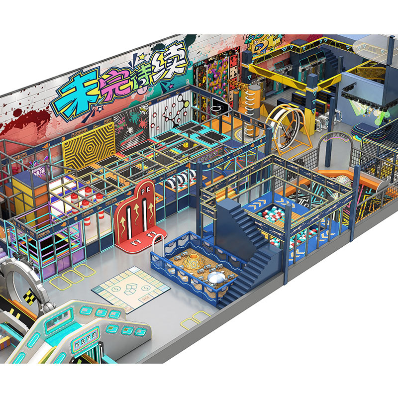 Parque temático de juegos infantiles interior con grandes toboganes - Product Image
