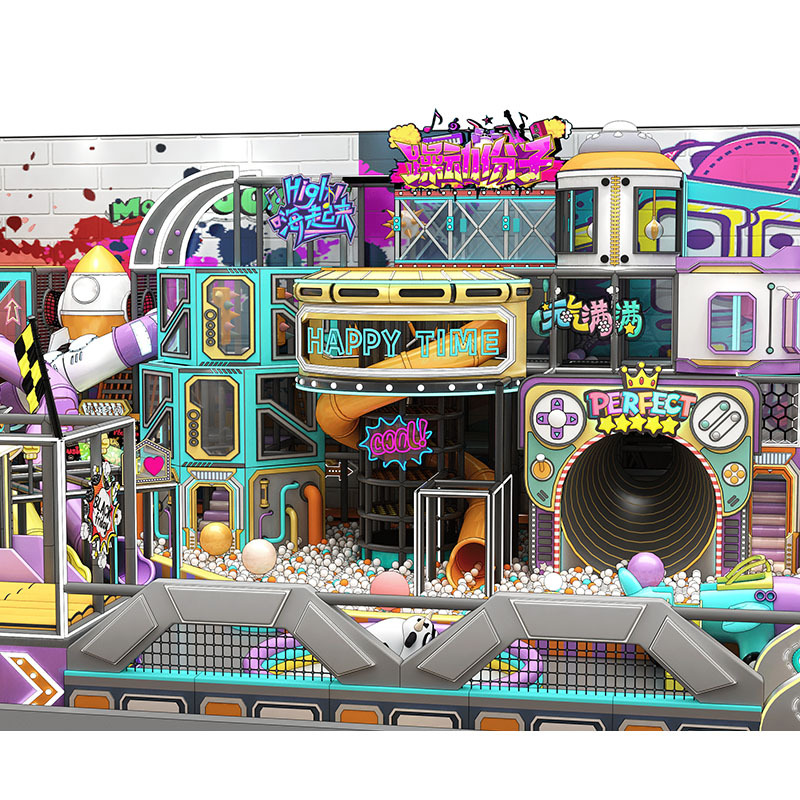 Parque temático de juegos infantiles interior con grandes toboganes - Product Image
