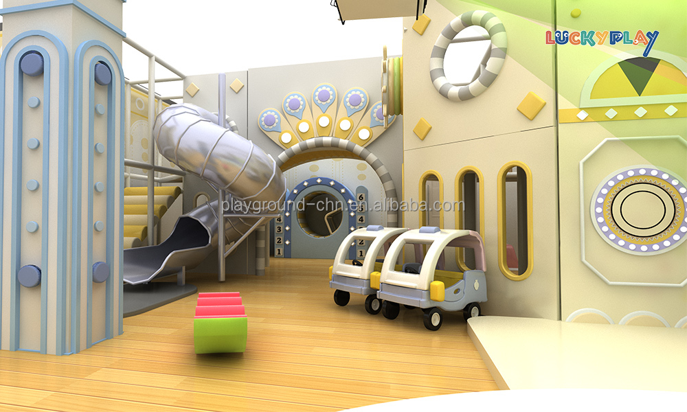 LUCKYPLAY equipo de juego interior infantil de plástico blando, área azul de juego de roles con piscina de bolas, certificado CE para uso en hoteles - Product Image