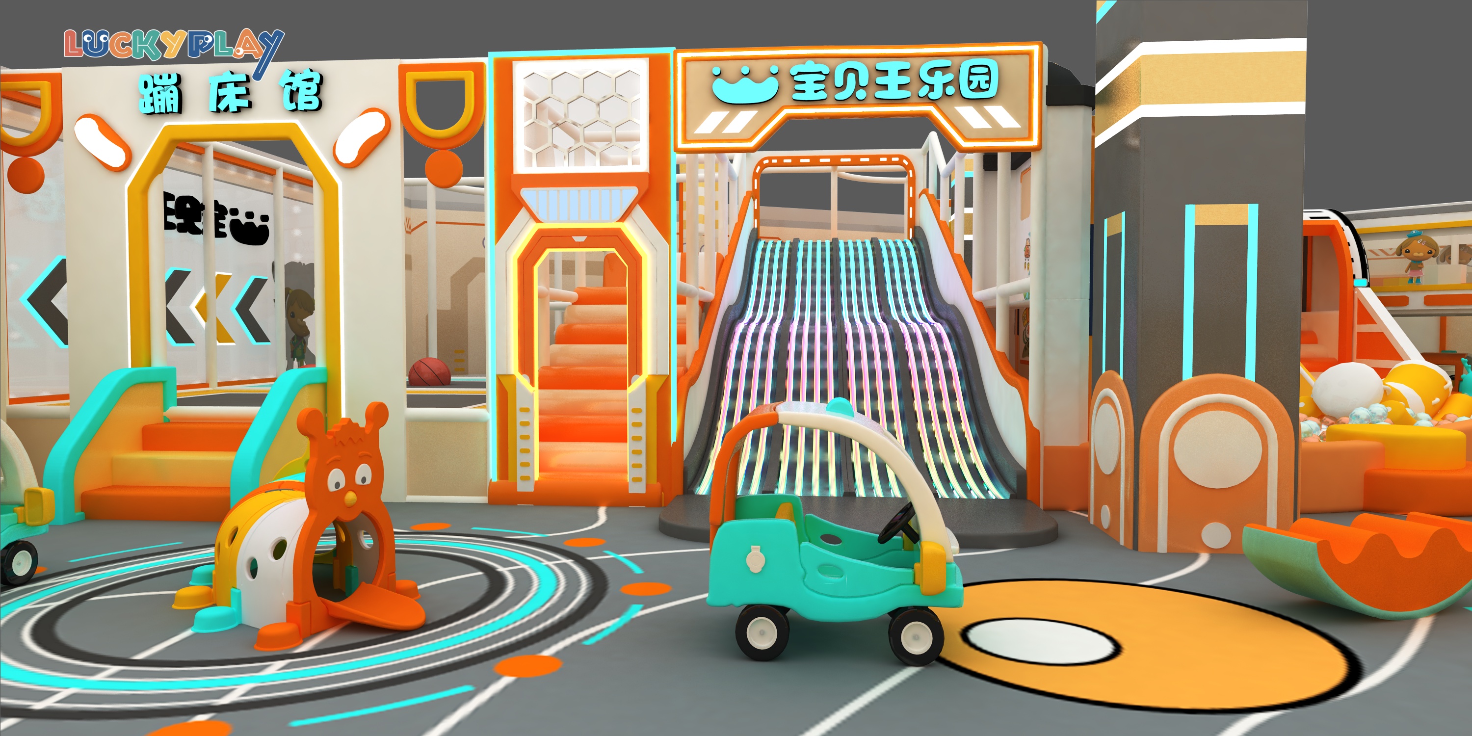 LUCKYPLAY parque infantil interior personalizado de alta calidad certificado CE con tobogán soft play e iluminación LED para centros comerciales de alta capacidad - Product Image