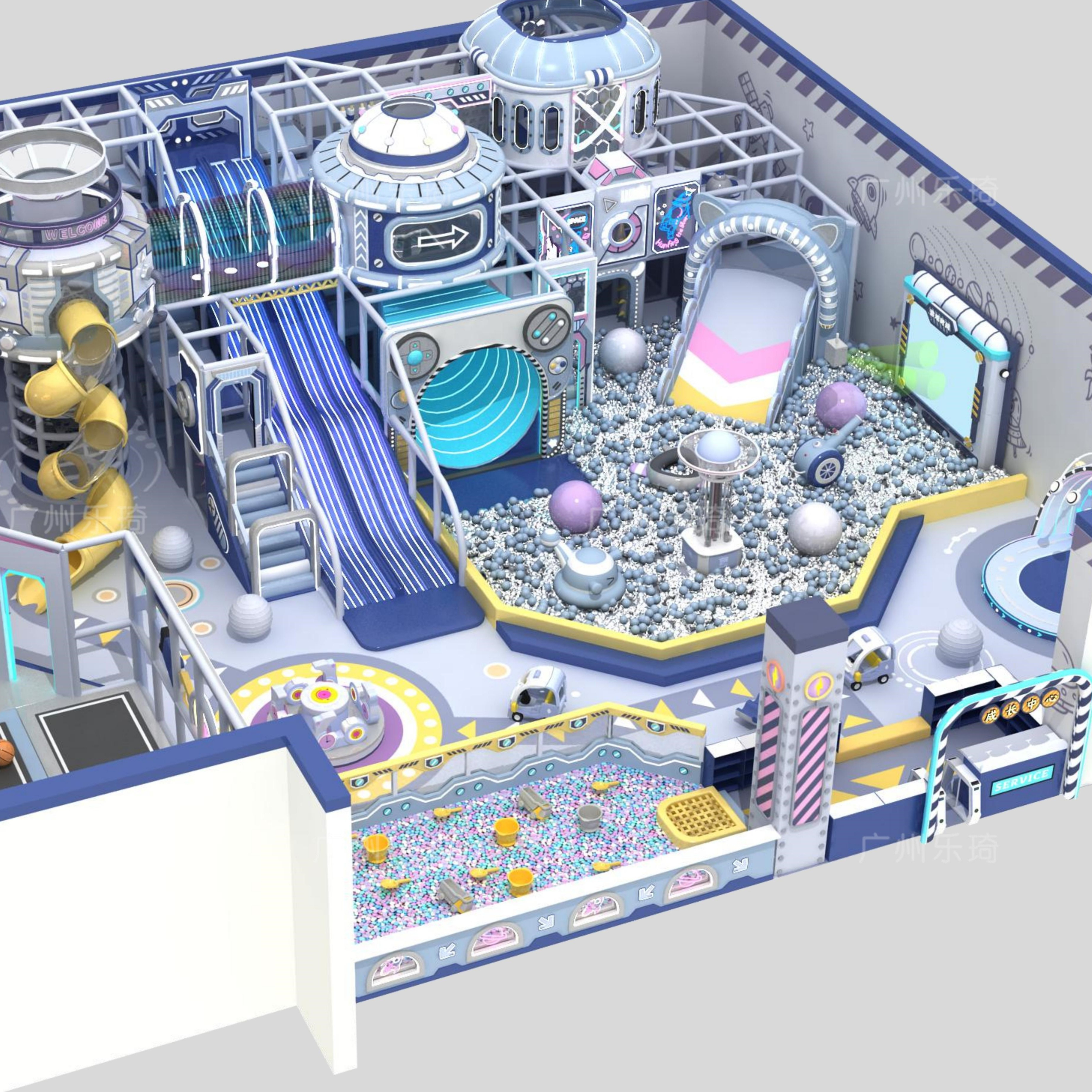 Parque infantil interior Luckyplay con temática espacial para niños, zonas de juego suave interactivas y experiencia de aventura futurista, tamaño personalizable