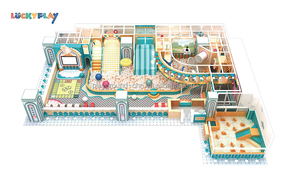Proyecto de parque infantil interior multijuego con tema macaron colorido de diseño moderno en venta - Product Image
