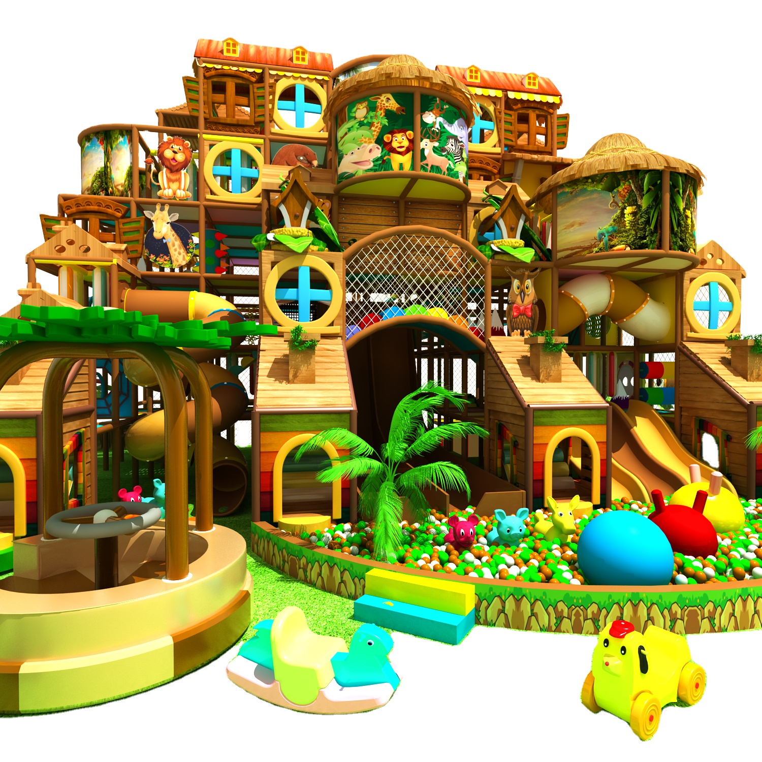 Nuevo diseño de parque blando interior con tema de bosque y jungla para niños