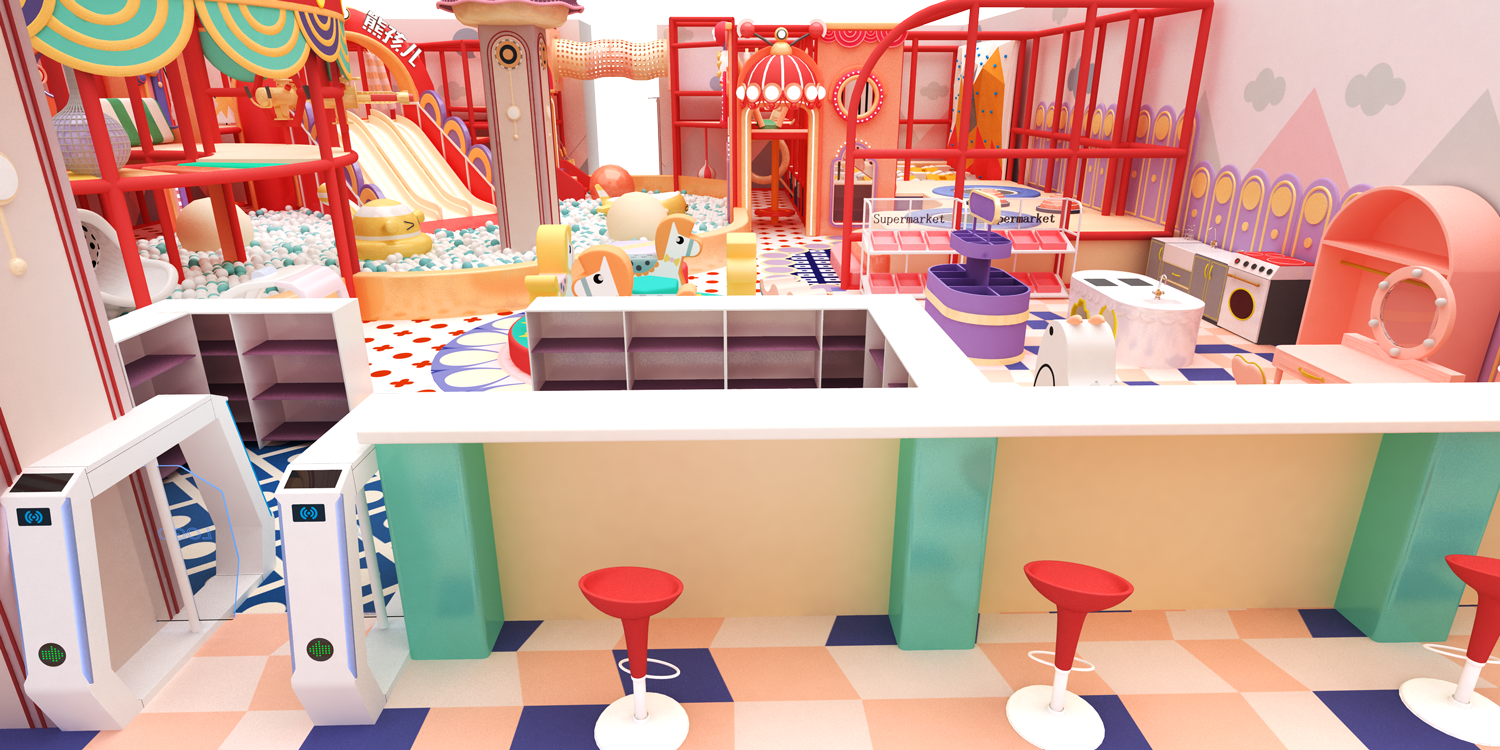Parque infantil interior premium de plástico y juego suave con toboganes, zona comercial y diseño personalizado para centros de actividades de niños pequeños - Product Image