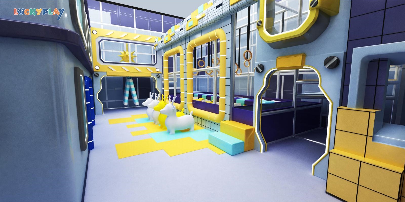 Parque infantil interior de plástico inspirado en Ciudad Espacial para niños - uso comercial - Product Image