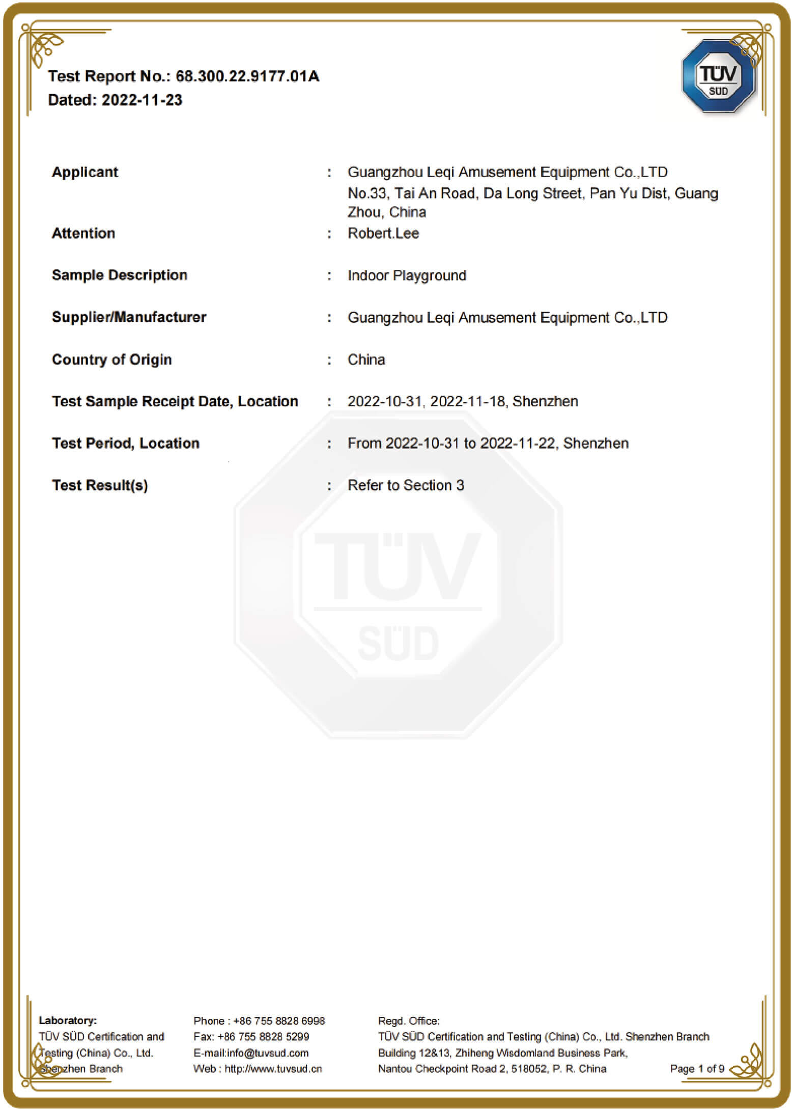 REACH Report by TÜV