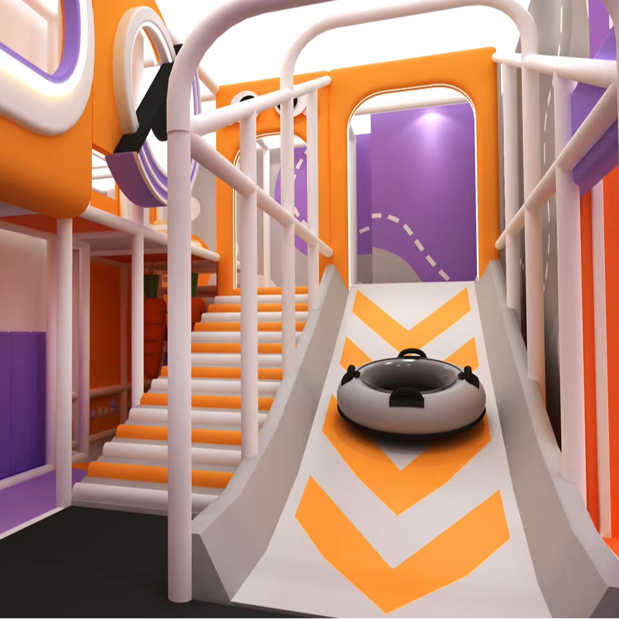 Parque infantil interior para niños con tema tierno y divertido, diseño creativo y equipo de juego suave y seguro