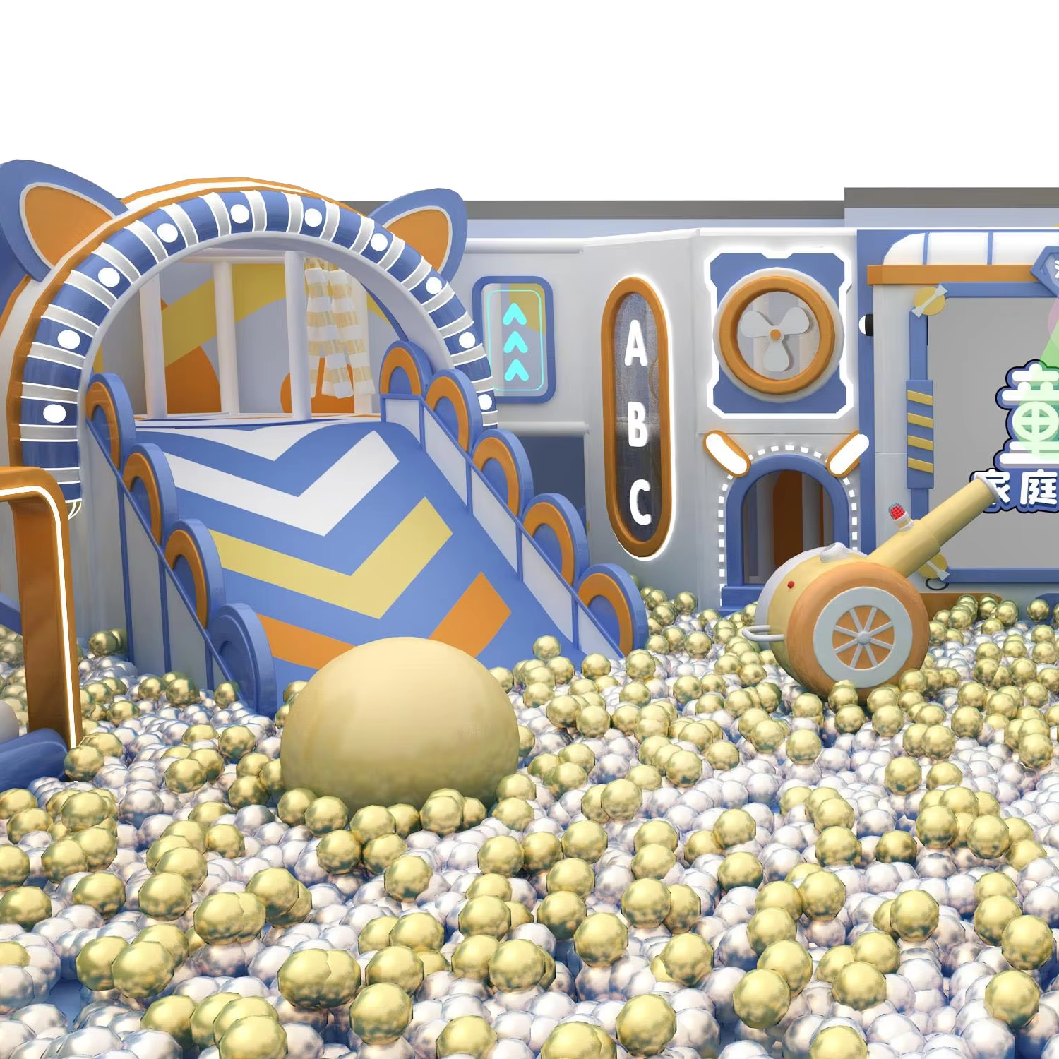 Parque infantil interior para niños con piscina gigante de bolas, múltiples toboganes, zona de aventura y equipo de juego blando para niños