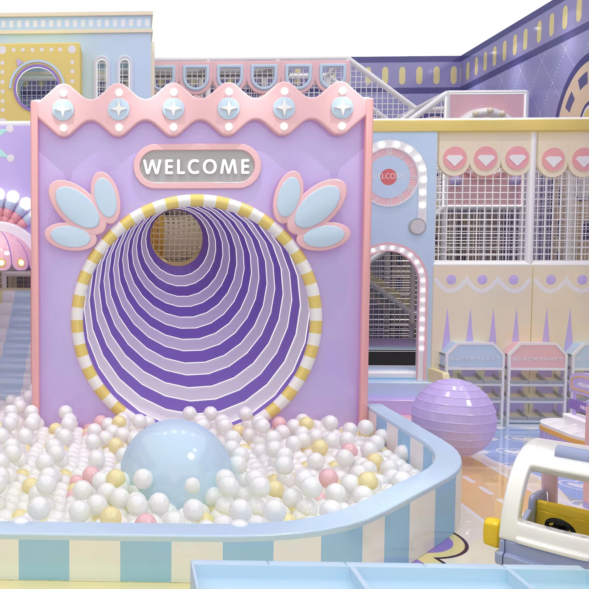 Ball Pool Soft Play Plastic Indoor Playground Equipment Commercial Horn Slide for Children Customized CE Certified
