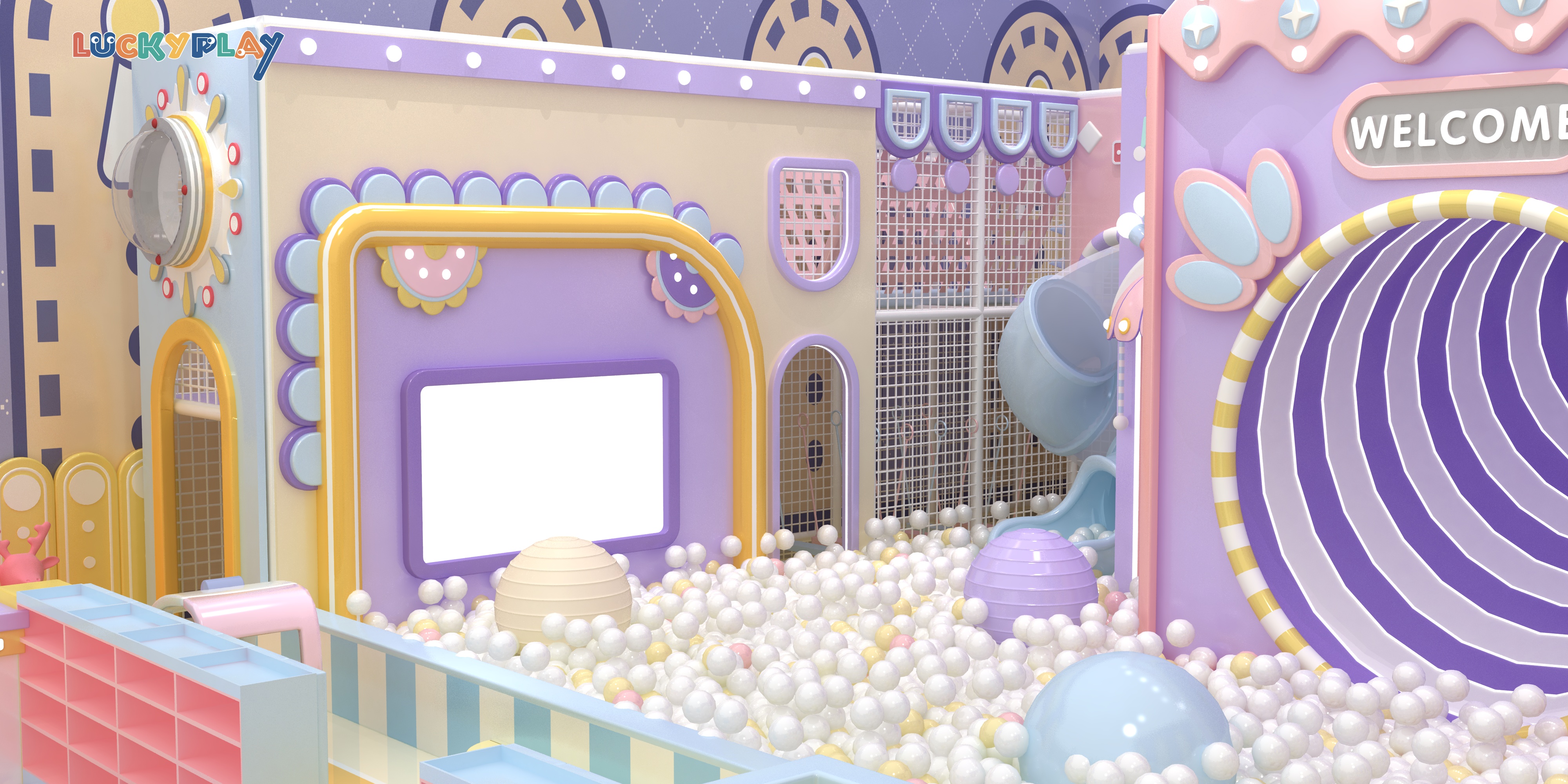 Ball Pool Soft Play Plastic Indoor Playground Equipment Commercial Horn Slide for Children Customized CE Certified - Product Image