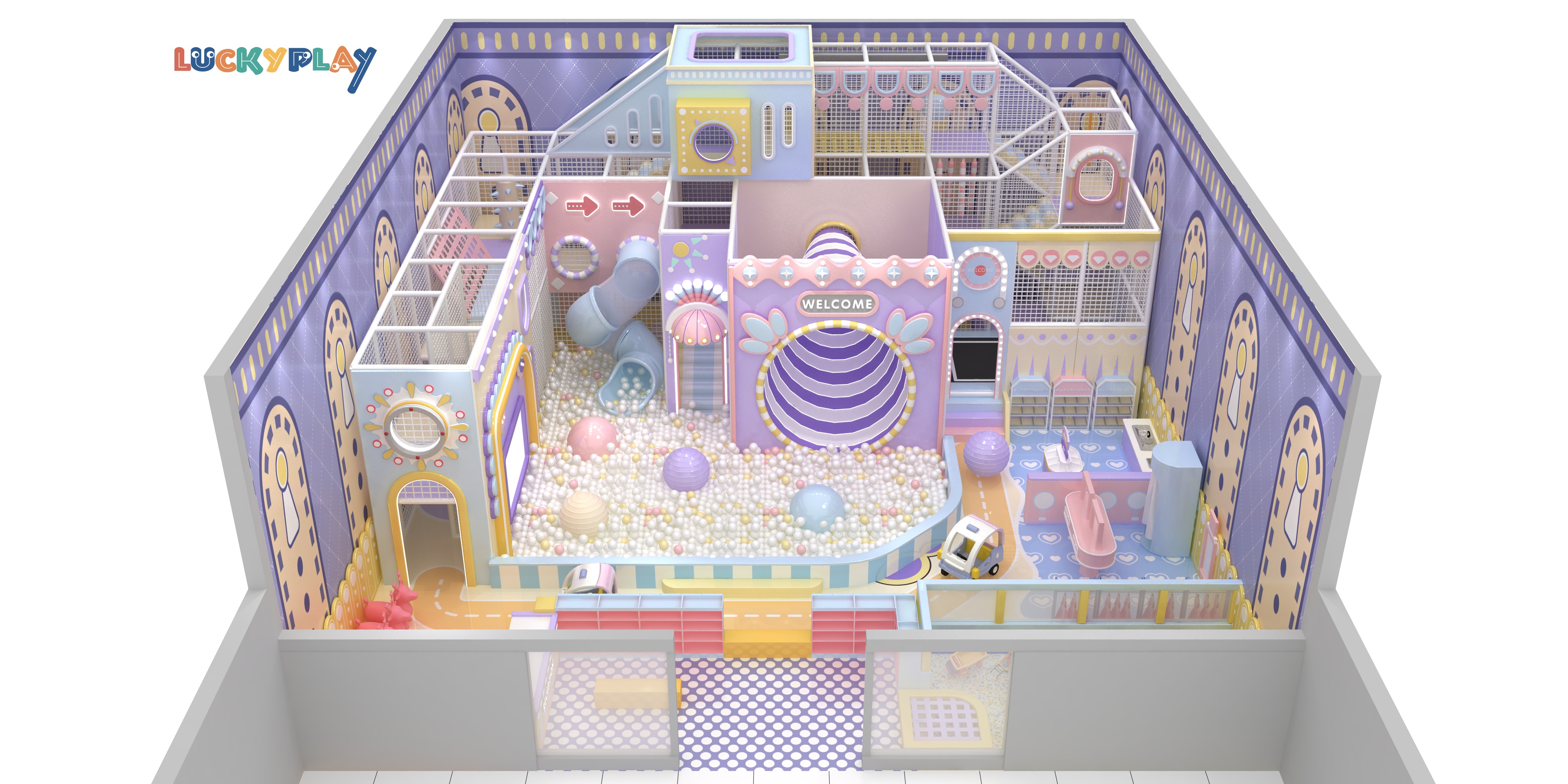 Ball Pool Soft Play Plastic Indoor Playground Equipment Commercial Horn Slide for Children Customized CE Certified - Product Image