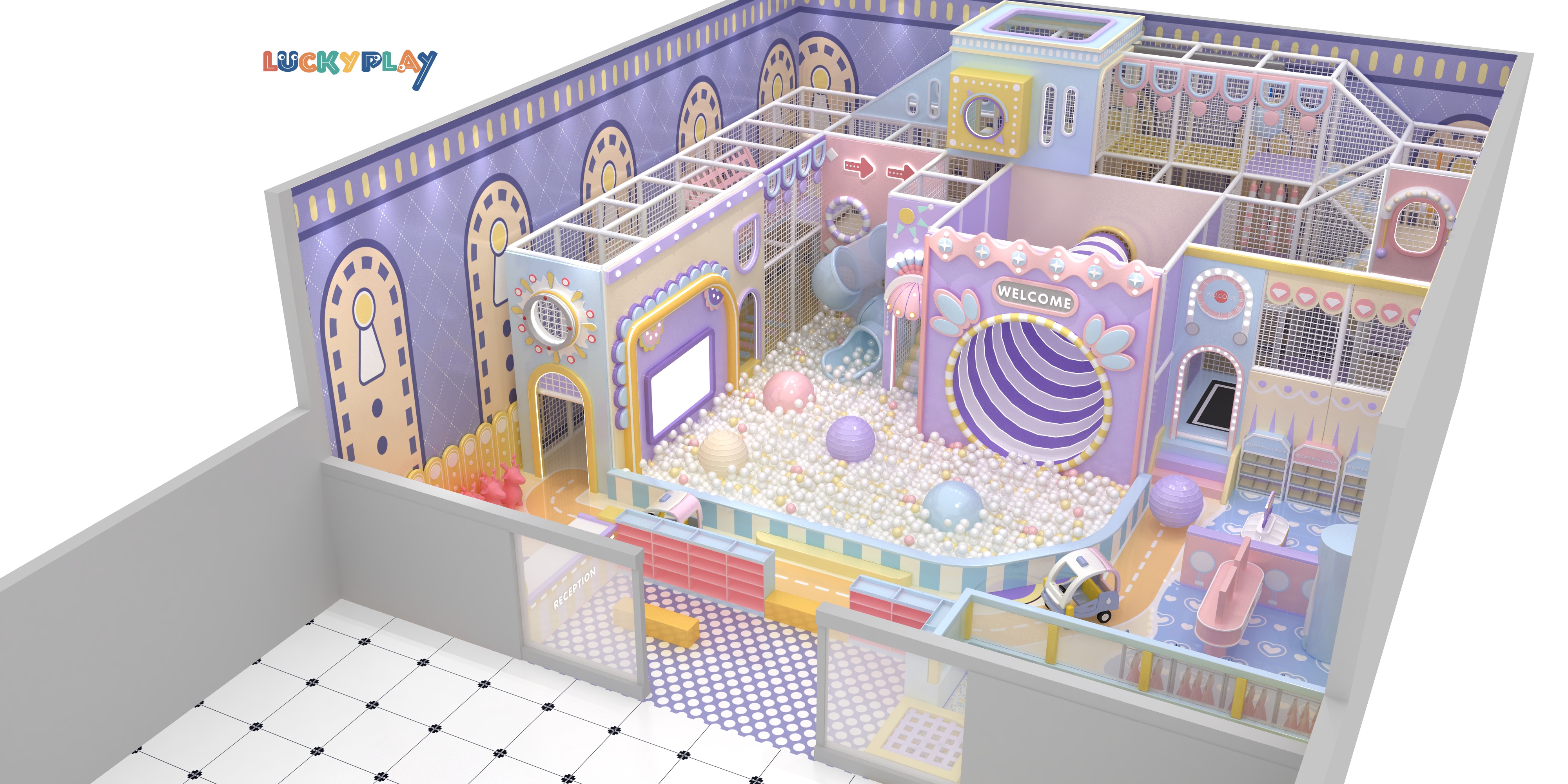 Ball Pool Soft Play Plastic Indoor Playground Equipment Commercial Horn Slide for Children Customized CE Certified - Product Image