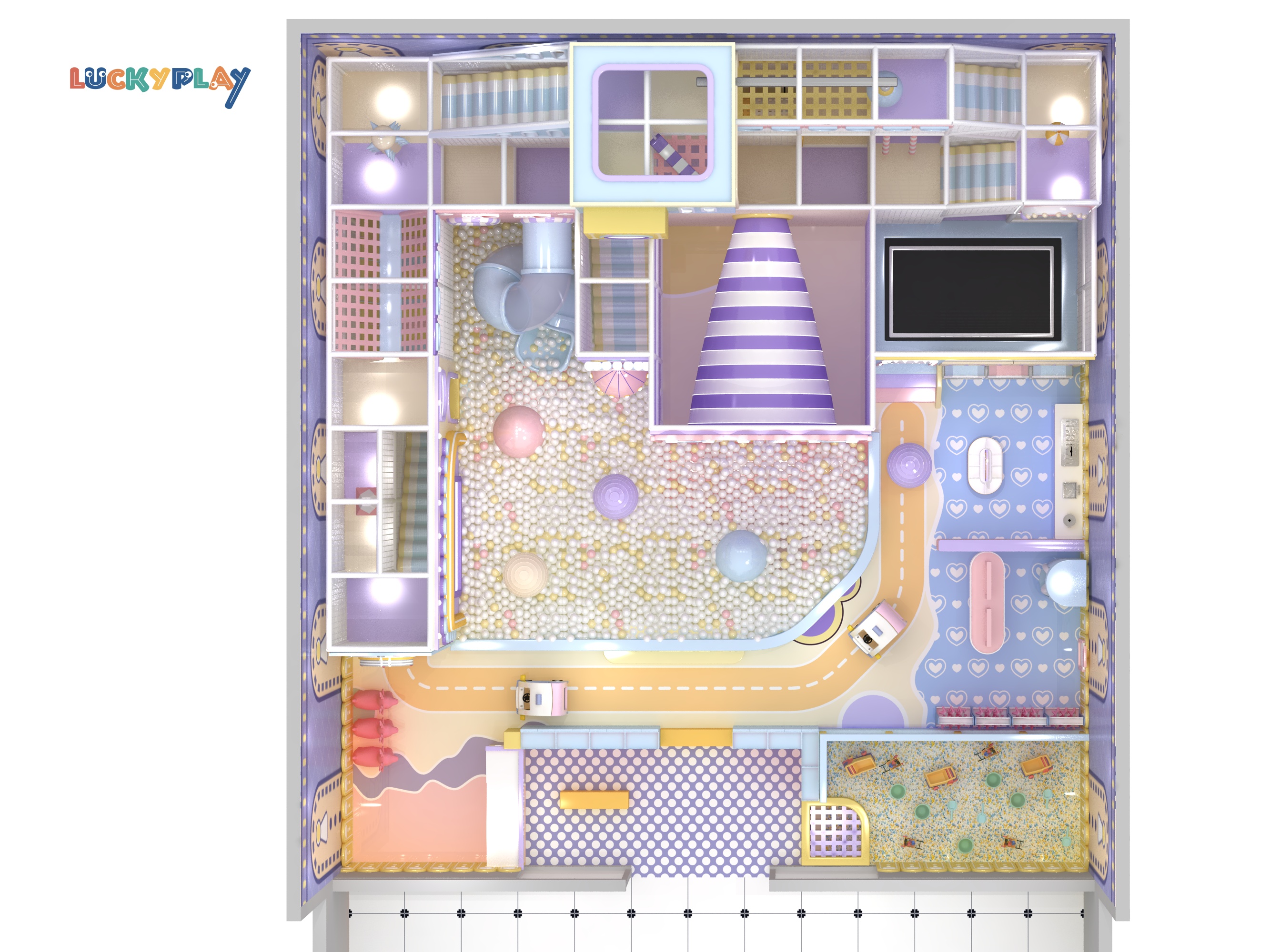 Ball Pool Soft Play Plastic Indoor Playground Equipment Commercial Horn Slide for Children Customized CE Certified - Product Image