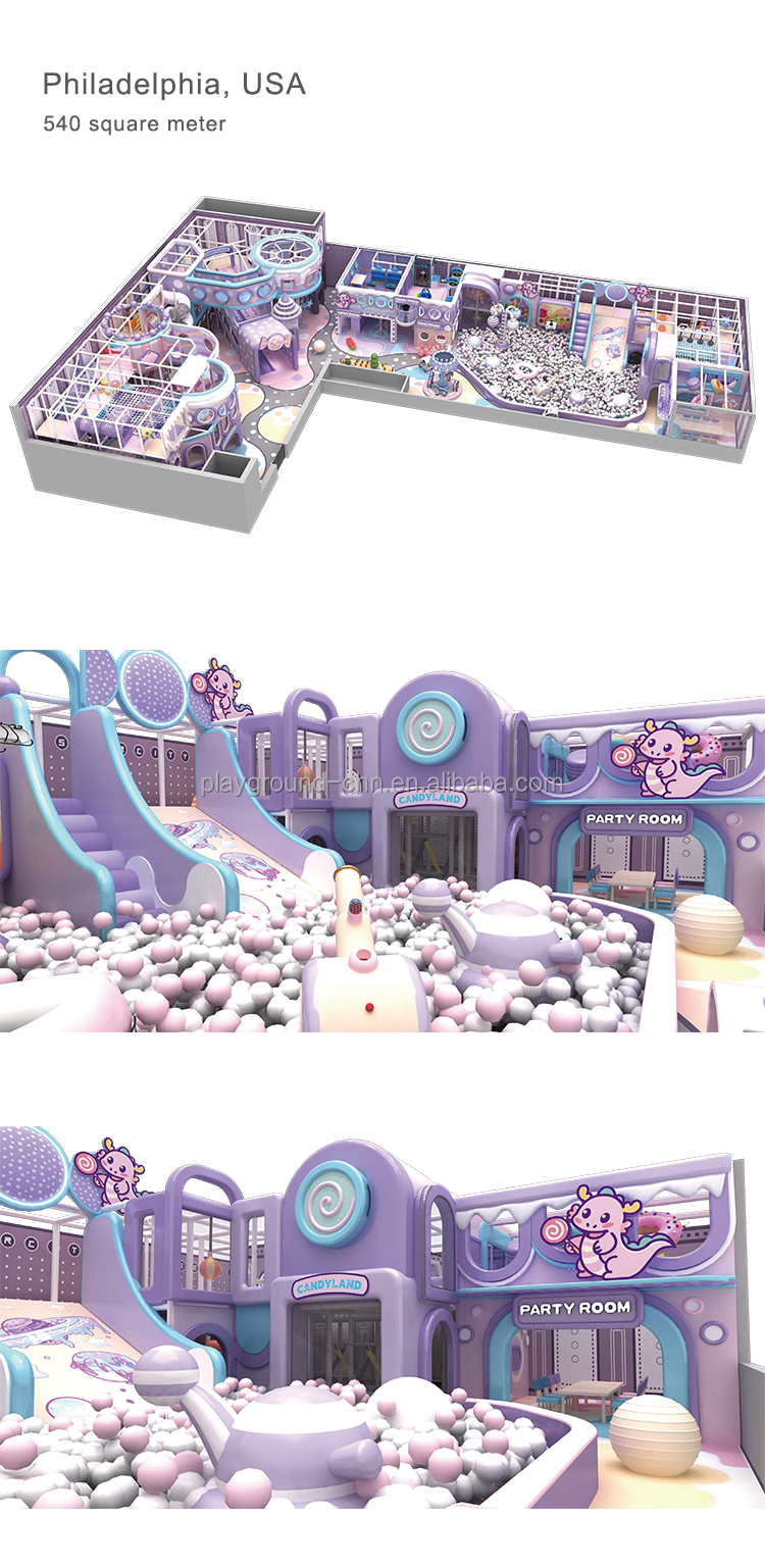 Candy Theme Featured Experienced Manufacturer Fully Costom Kids Play Center Commercial Project - Product Image
