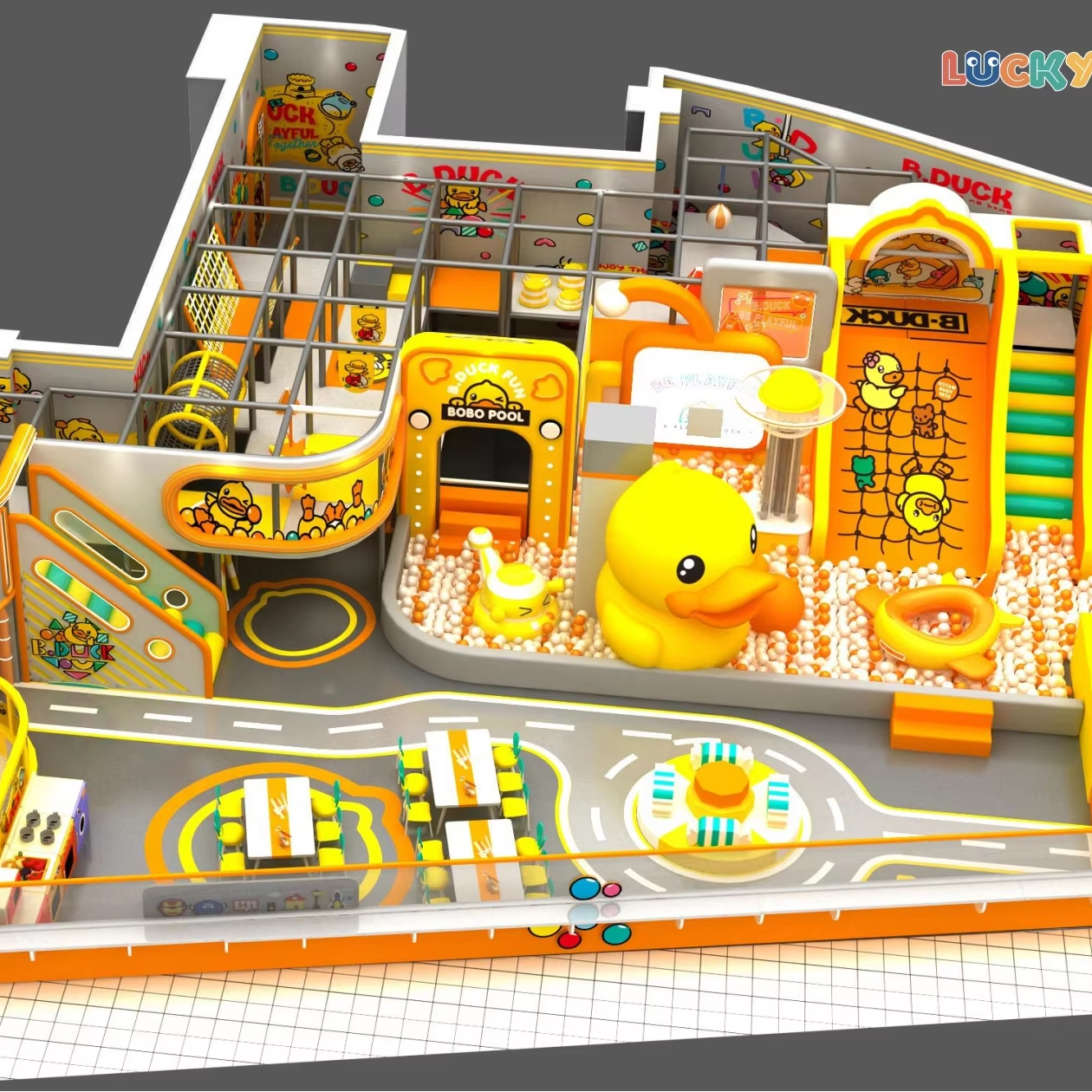 Children Indoor Playground for Toddlers with Plastic Soft Blocks Mini Slides and Sensory Role Play Areas