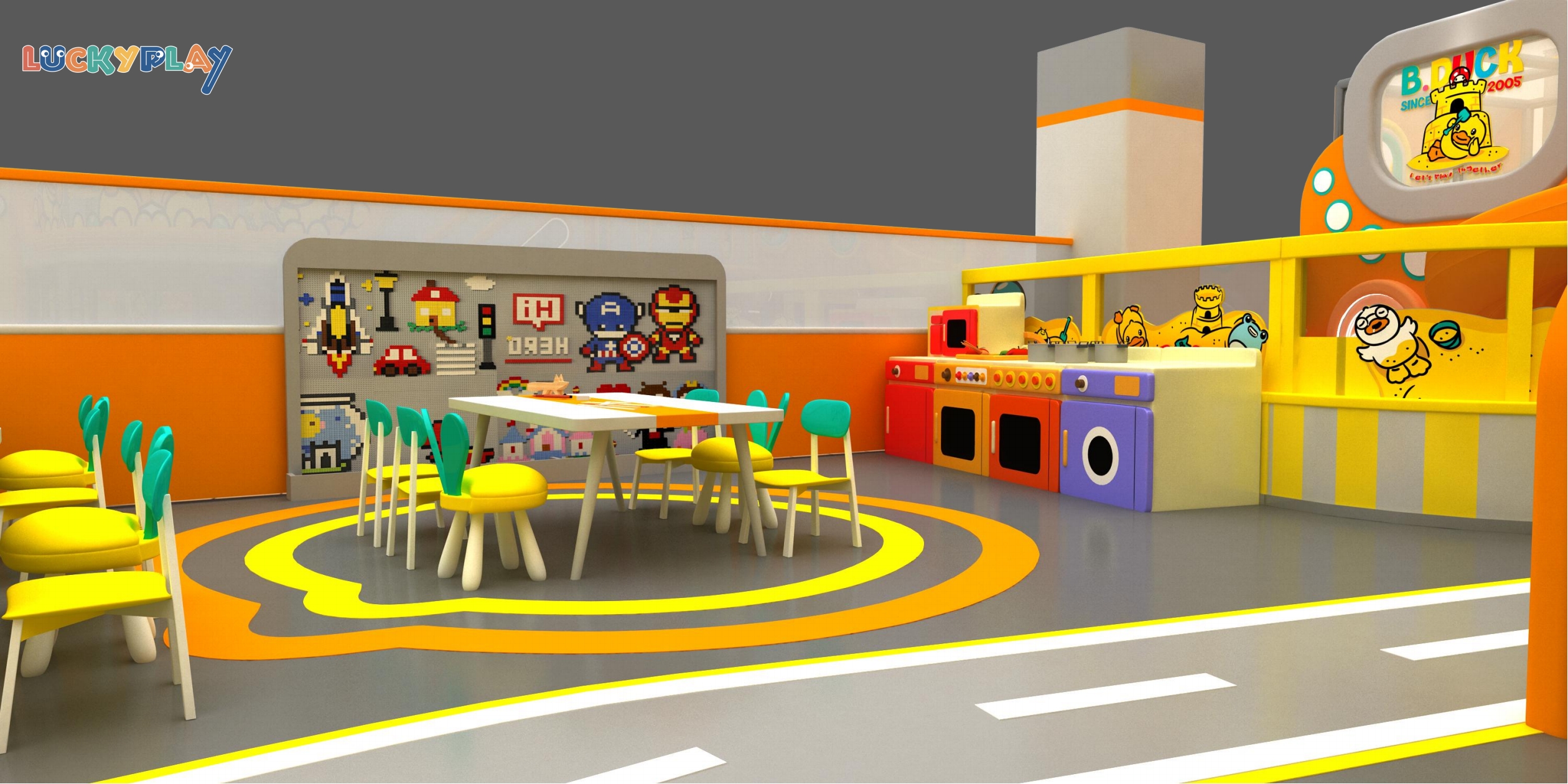Children Indoor Playground for Toddlers with Plastic Soft Blocks Mini Slides and Sensory Role Play Areas - Product Image