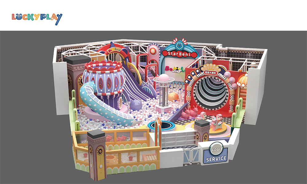 Children's Indoor Plastic Play Center Maze Soft Playground Equipment Slide Set for Commercial Use - Product Image