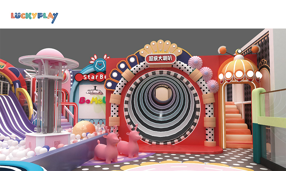 Children's Indoor Plastic Play Center Maze Soft Playground Equipment Slide Set for Commercial Use - Product Image