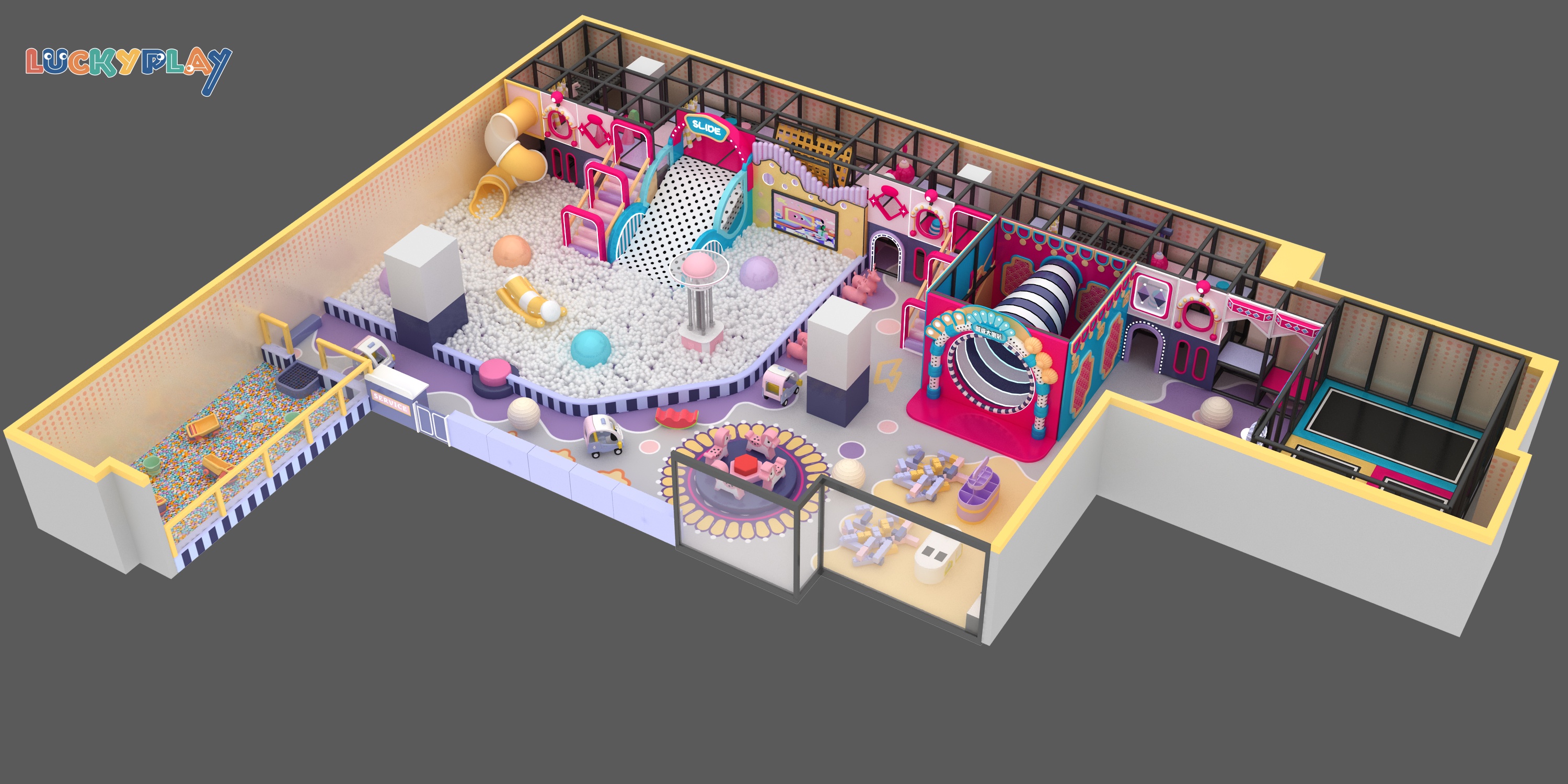 Commercial Indoor Playground Equipment Double Slide Plastic Soft Play Area Set for Children Activity Center 100-500kg Capacity - Product Image