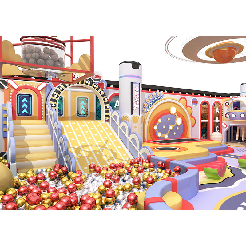 Commercial Indoor Playground Equipment LED Slide and Electric Merry-Go-Round Set Soft Play Equipment Made of Durable Plastic - Product Image