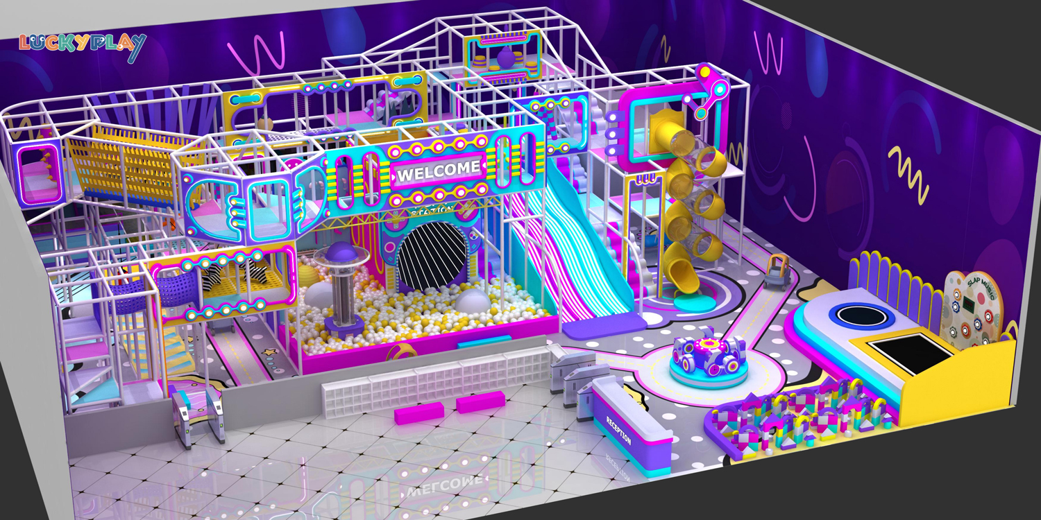 Commercial Indoor Playground Equipment Supplier Soft Play Set LED Slide & Electric Merry-Go-Round - Product Image