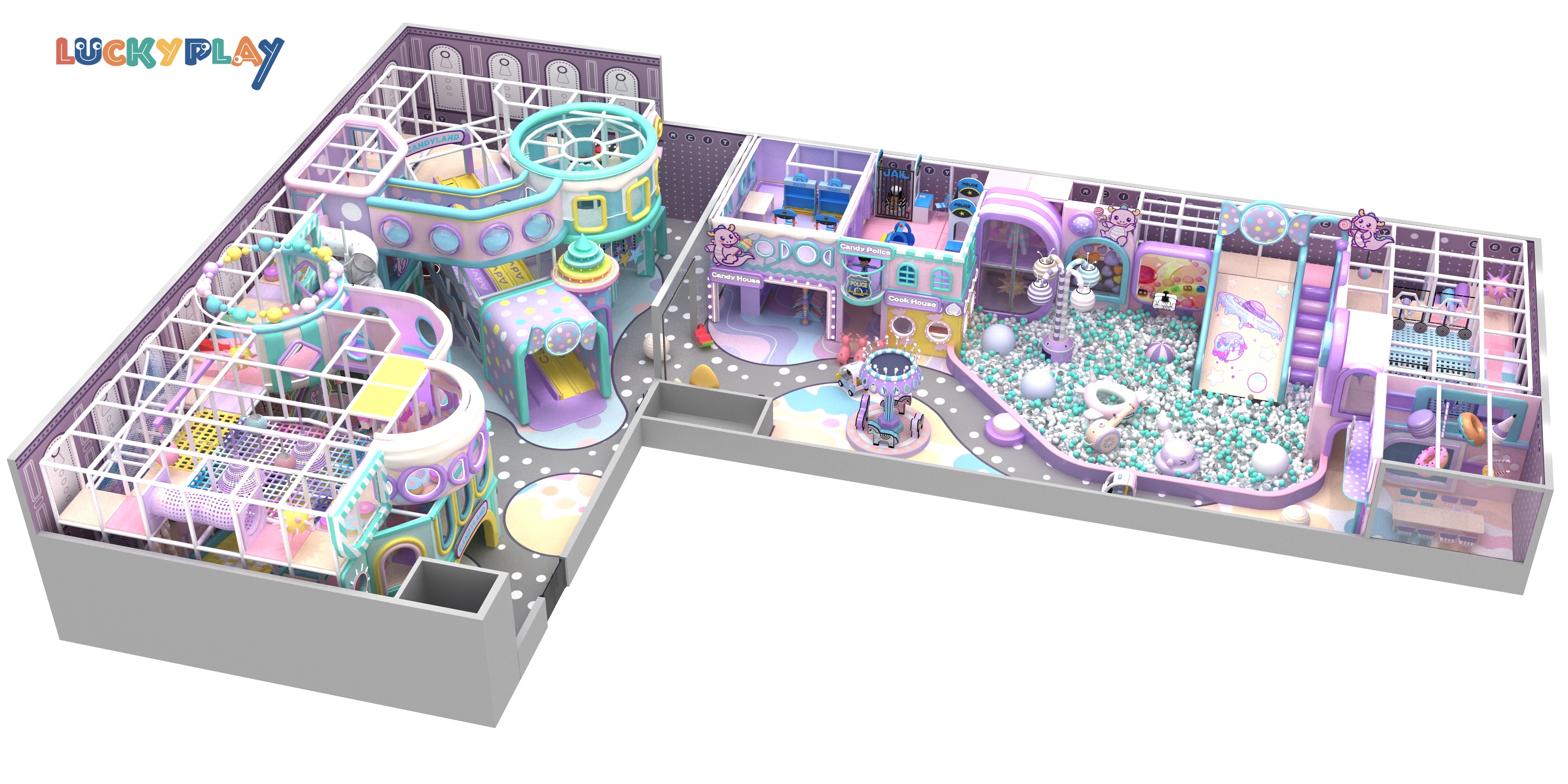 Commercial Indoor Playground Sweet Candy Theme Play Center With Colorful Slides Ball Pool and Soft Play Equipment - Product Image
