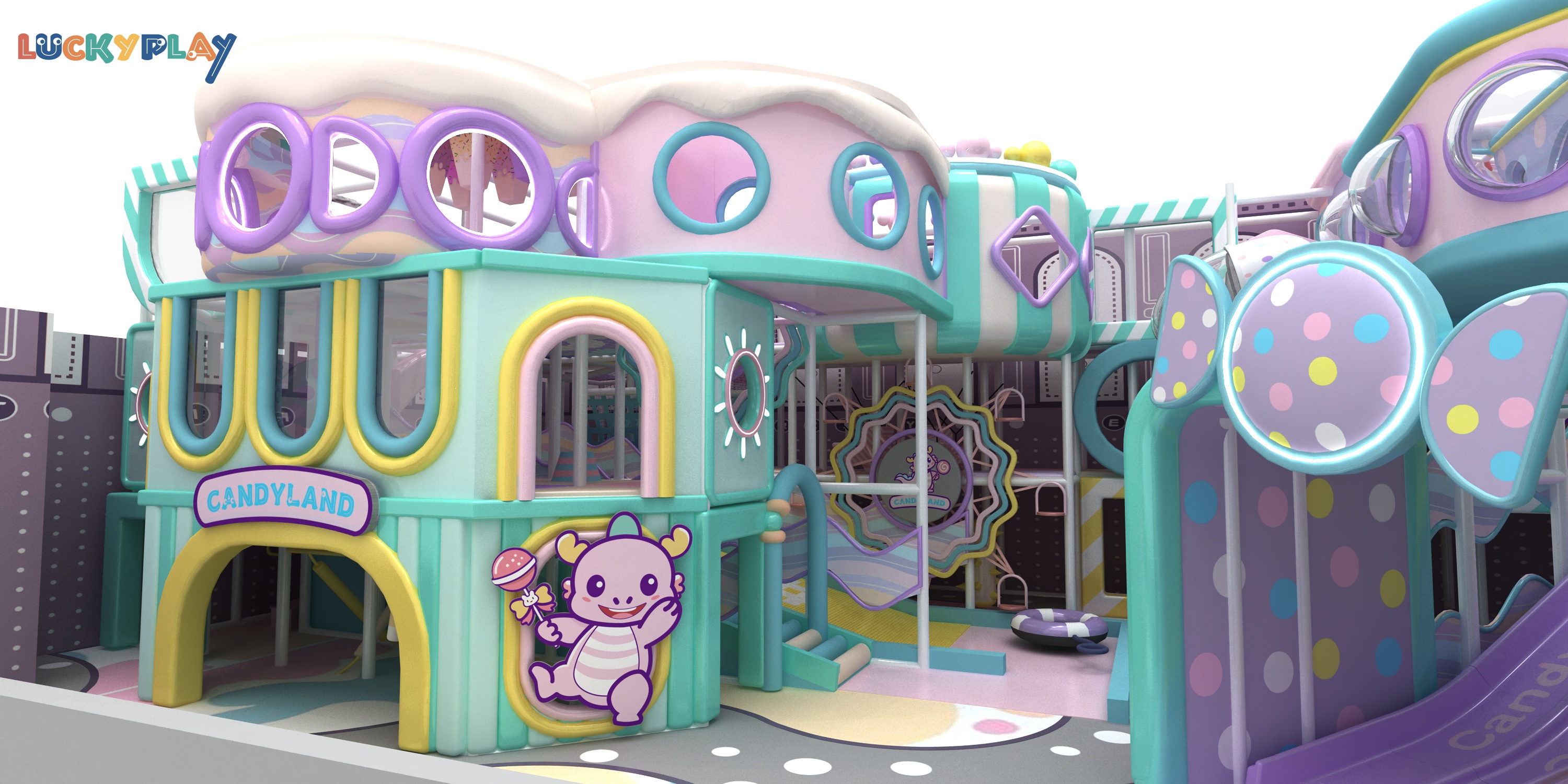 Commercial Indoor Playground Sweet Candy Theme Play Center With Colorful Slides Ball Pool and Soft Play Equipment - Product Image