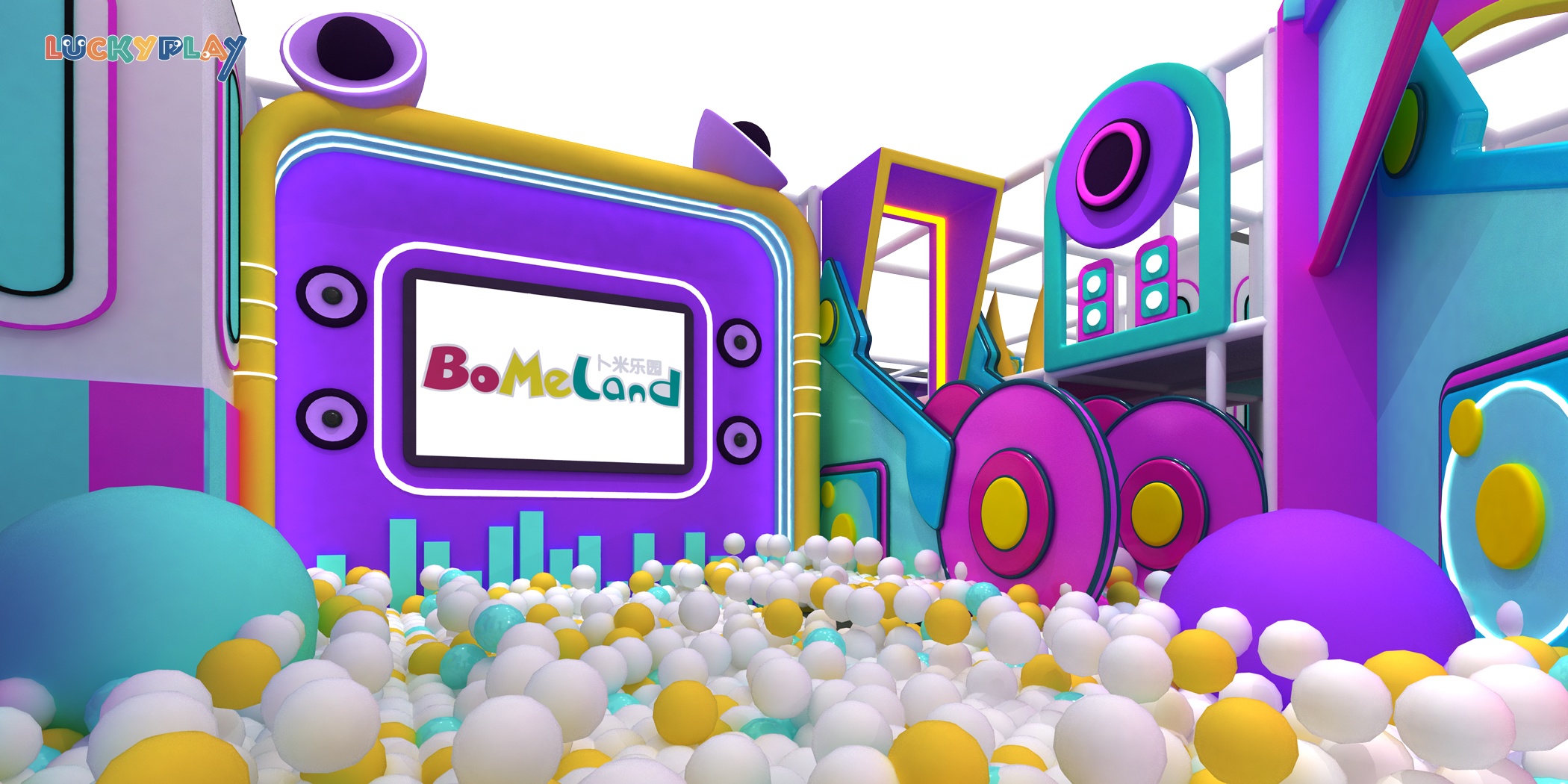 Commercial Indoor Playground with Future Theme Soft Play Equipment Kids' Big Ball Pool Slide Made of Plastic - Product Image