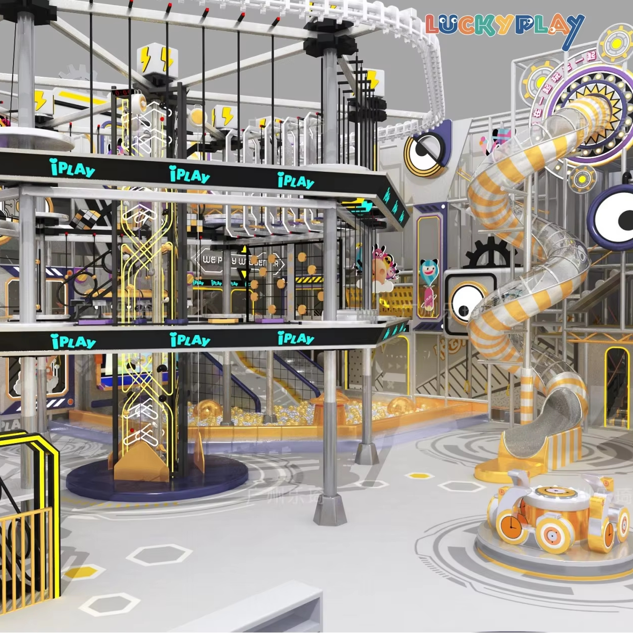 Commercial Indoor Playground with High Altitude Adventure Course Safe Toddler Play Area Plastic Material 100-500kg Capacity